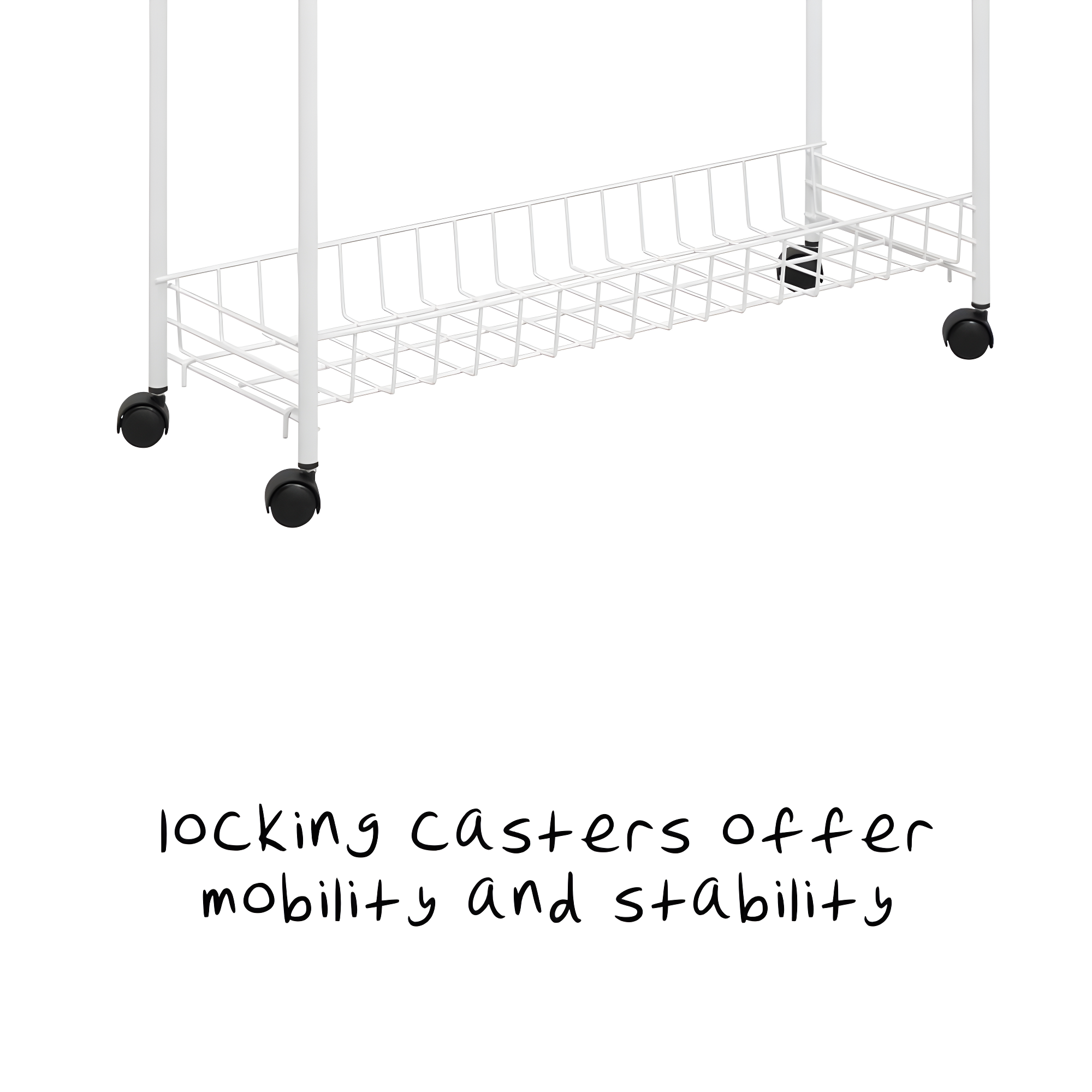 Honey-Can-Do 3-Tier Rolling Steel Storage Cart, White