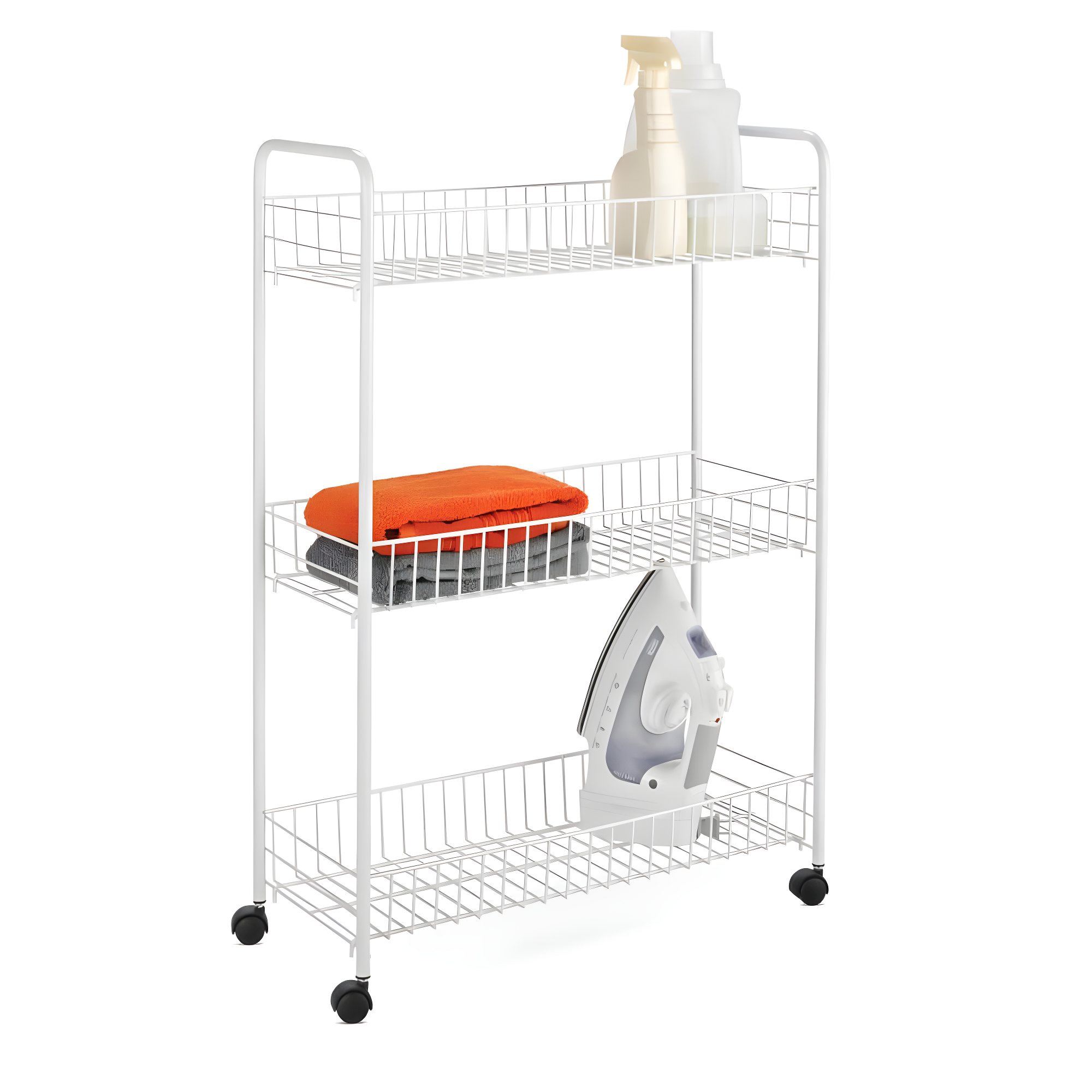 Honey-Can-Do 3-Tier Rolling Steel Storage Cart, White