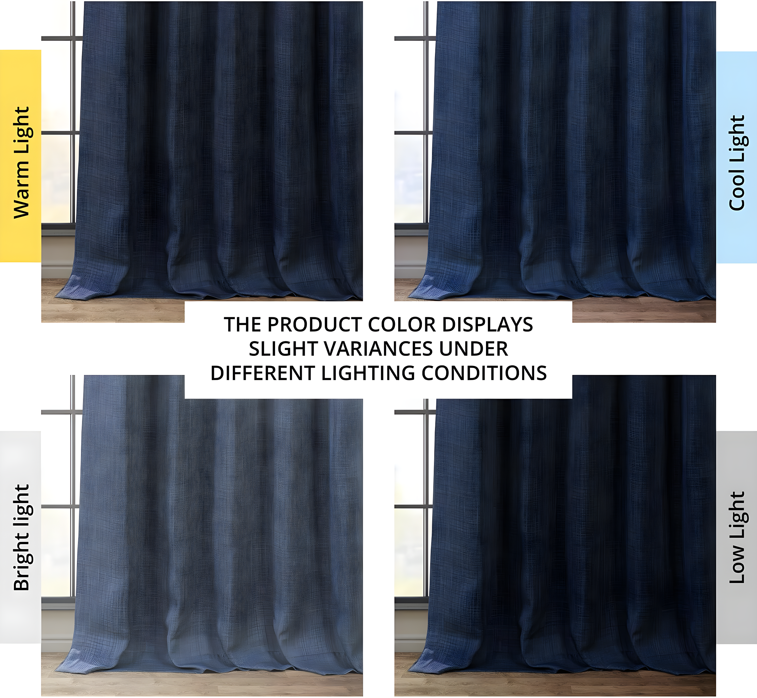 Indigo Faux Linen Room Darkening Curtain (1 Panel), Indigo, 50W X 84L