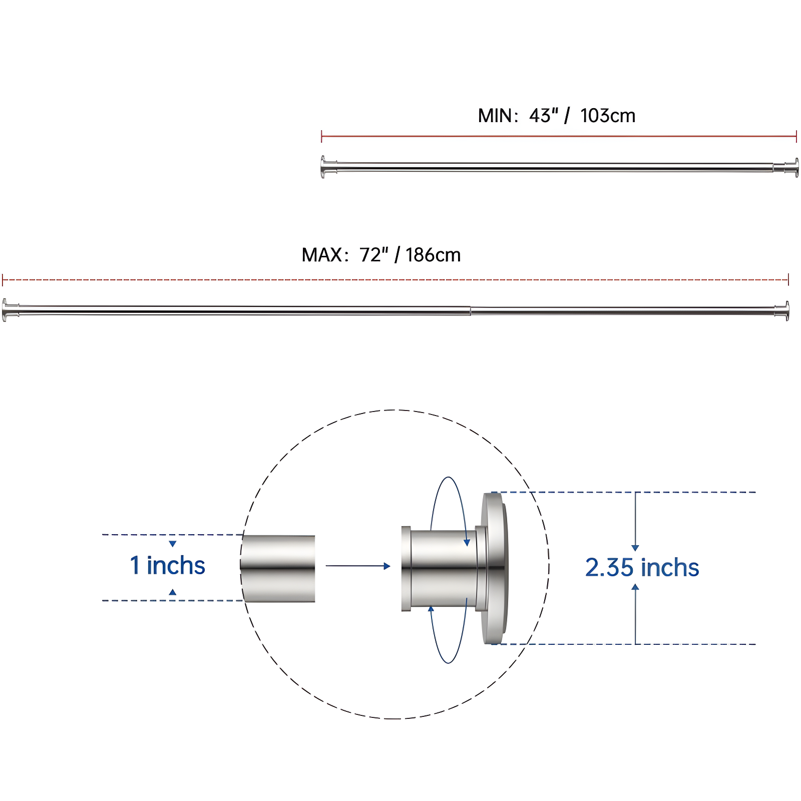 Glorbu 80'' Shower Curtain Rod