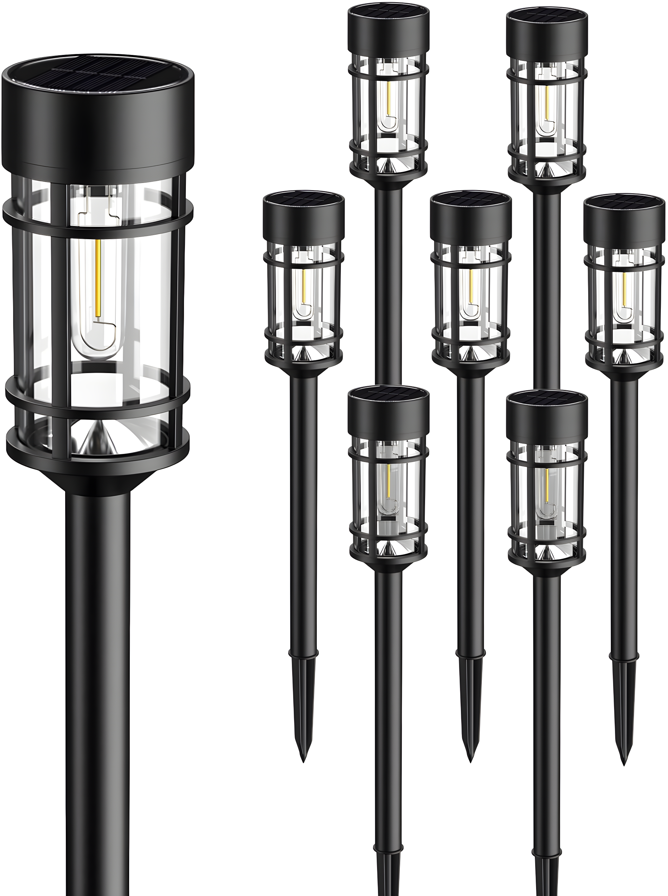 Zeki Shoggy 8 Pack Solar Pathway Lights Outdoor, Waterproof Solar Lights Outdoor With Metal & Glass Design - Auto On/Off, Long-Lasting, Landscape Lighting For Garden, Yard, Lawn, Driveway, Walkway