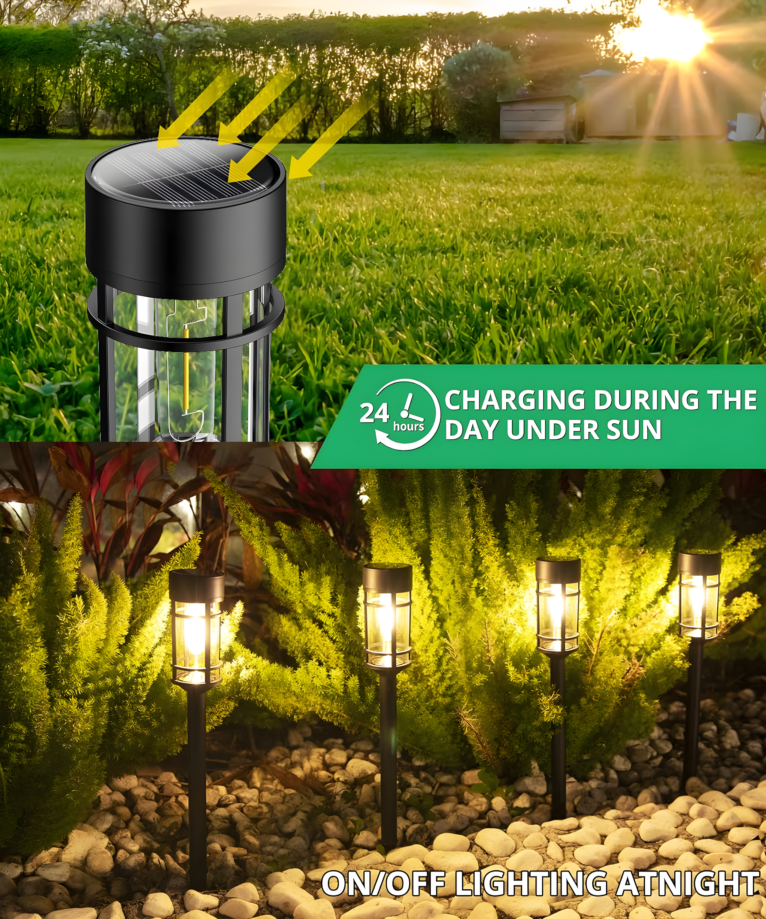 Zeki Shoggy 8 Pack Solar Pathway Lights Outdoor, Waterproof Solar Lights Outdoor With Metal & Glass Design - Auto On/Off, Long-Lasting, Landscape Lighting For Garden, Yard, Lawn, Driveway, Walkway