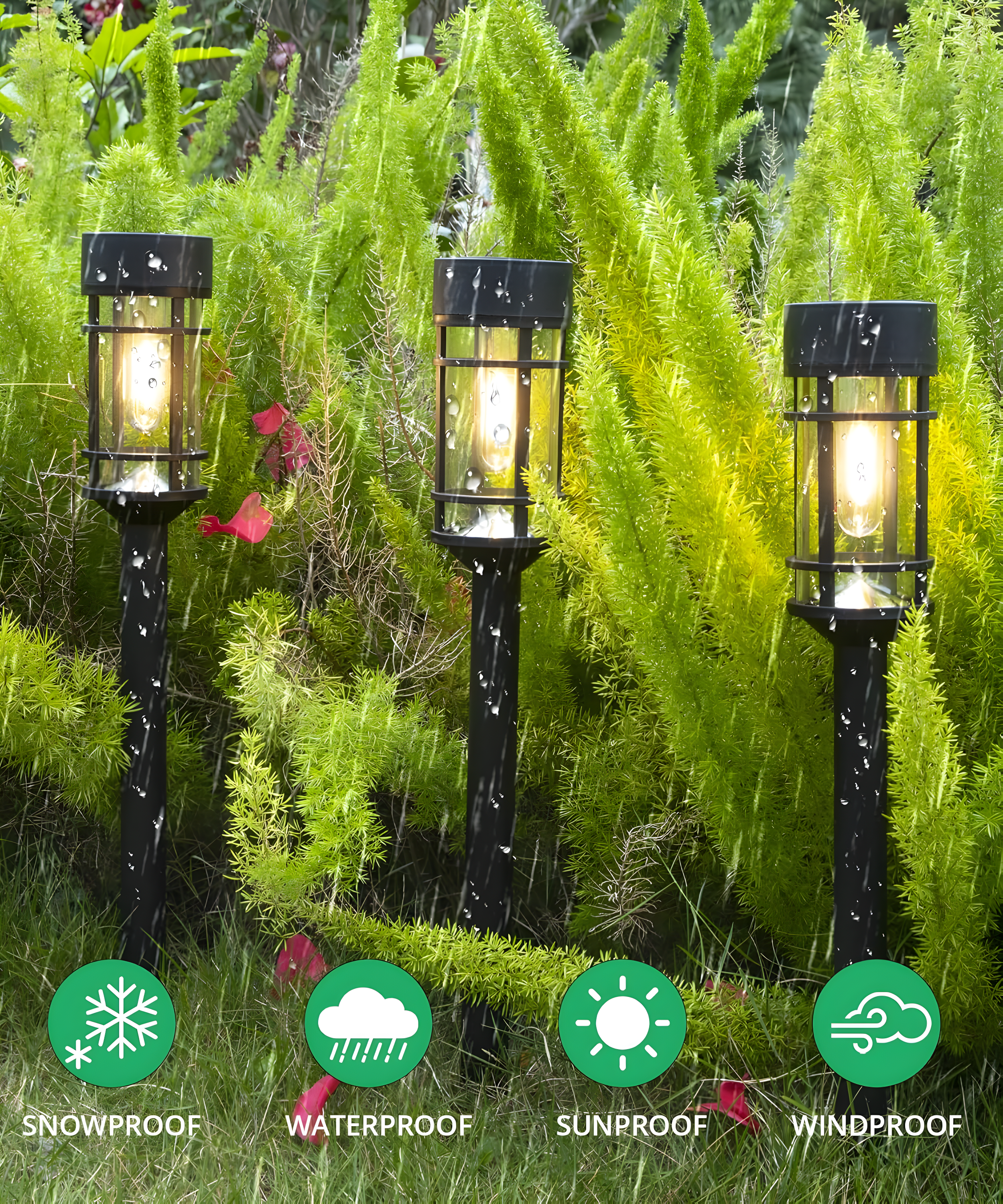 Zeki Shoggy 8 Pack Solar Pathway Lights Outdoor, Waterproof Solar Lights Outdoor With Metal & Glass Design - Auto On/Off, Long-Lasting, Landscape Lighting For Garden, Yard, Lawn, Driveway, Walkway