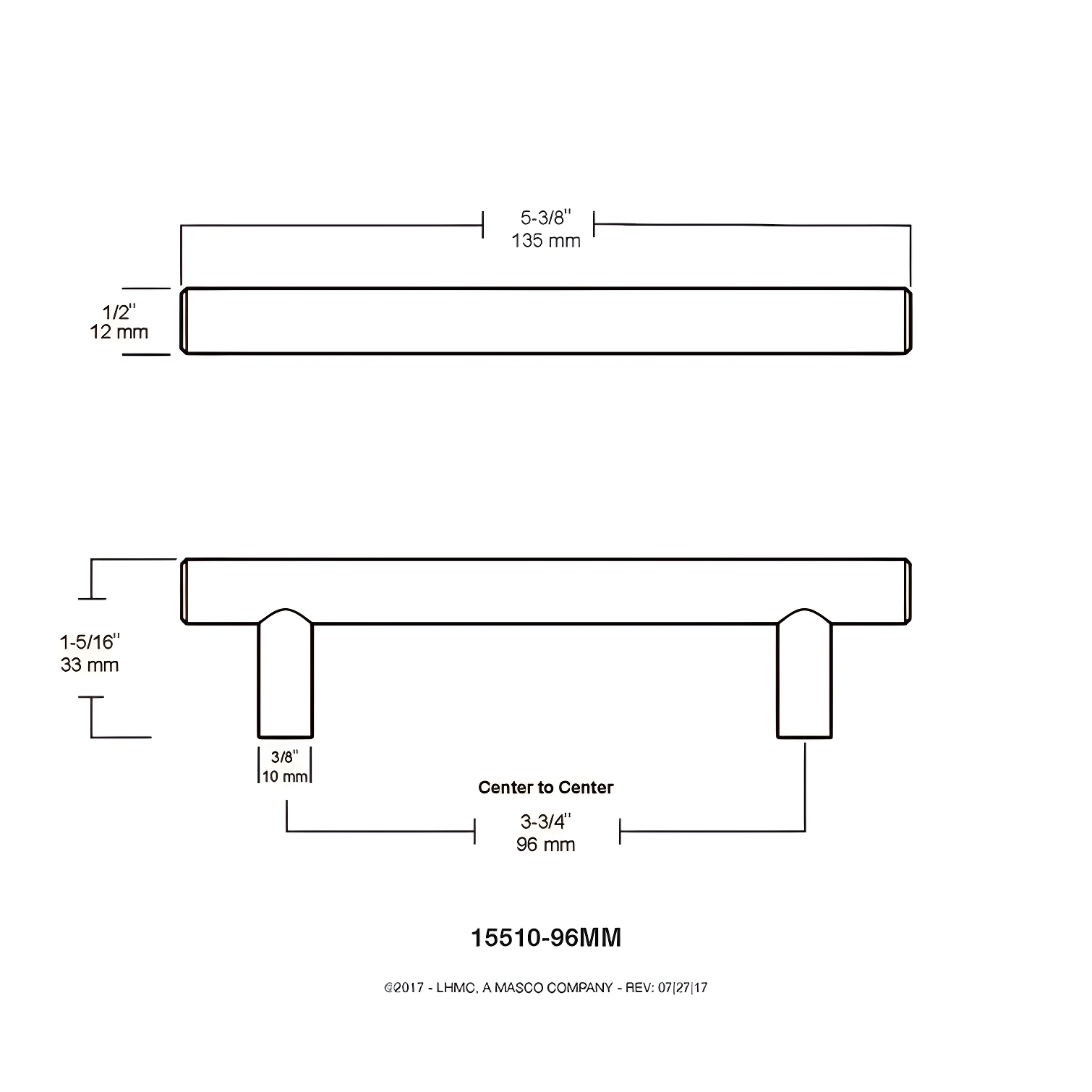 Builder's Program Decorative Cabinet Bar Pull