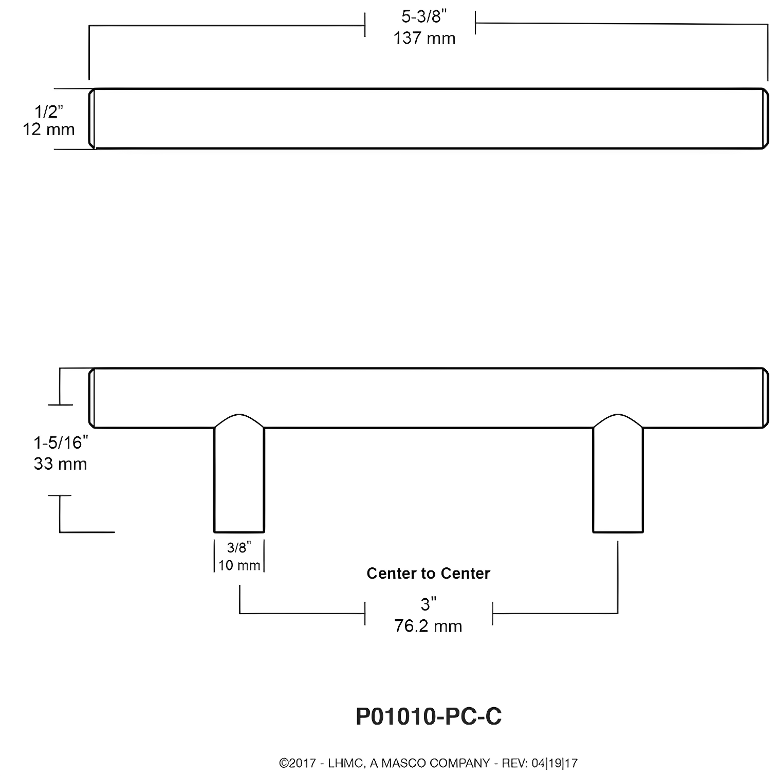 Builder's Program Decorative Cabinet Bar Pull
