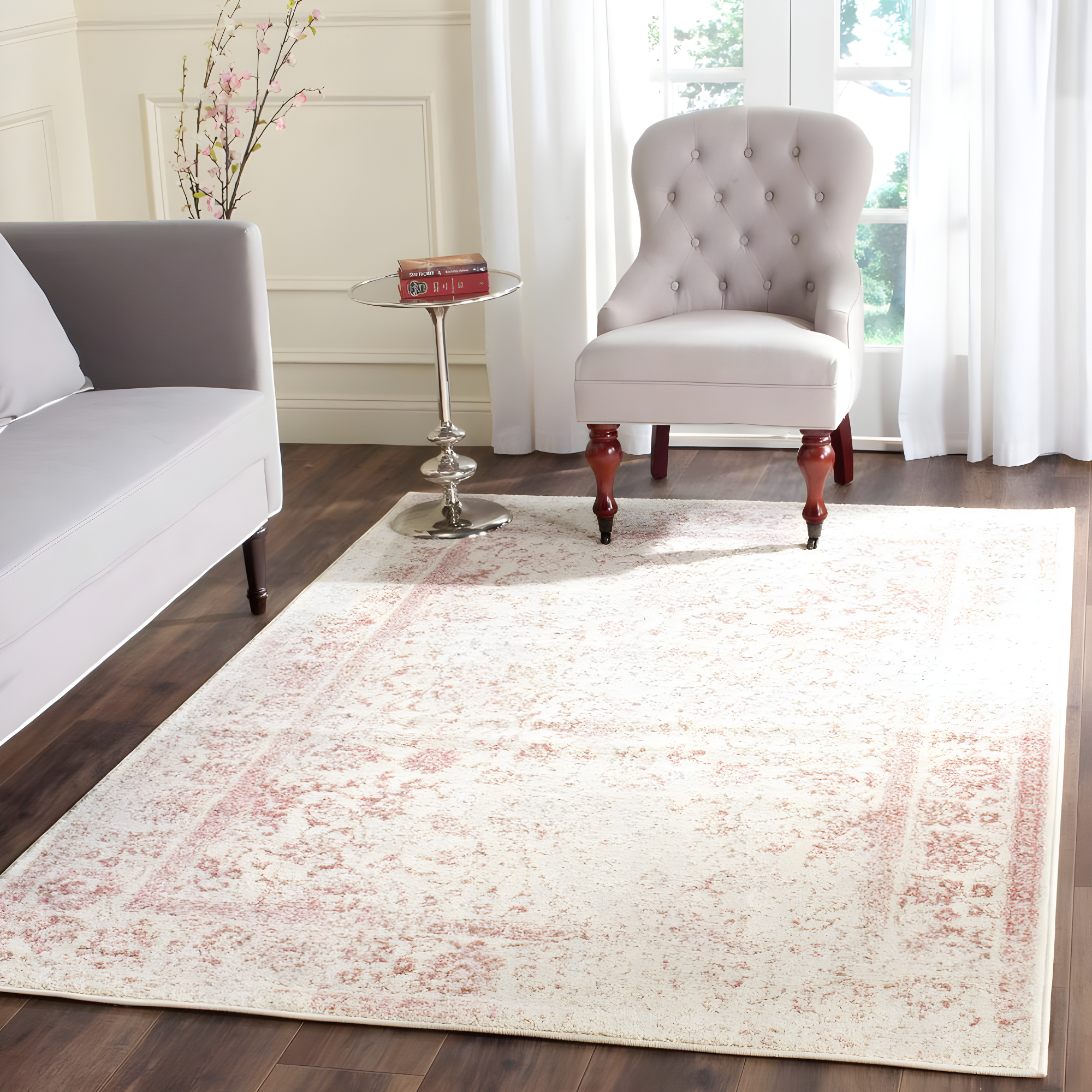 SAFAVIEH Adirondack Wyatt Traditional Area Rug, Ivory/Rose, 2'6" x 4'