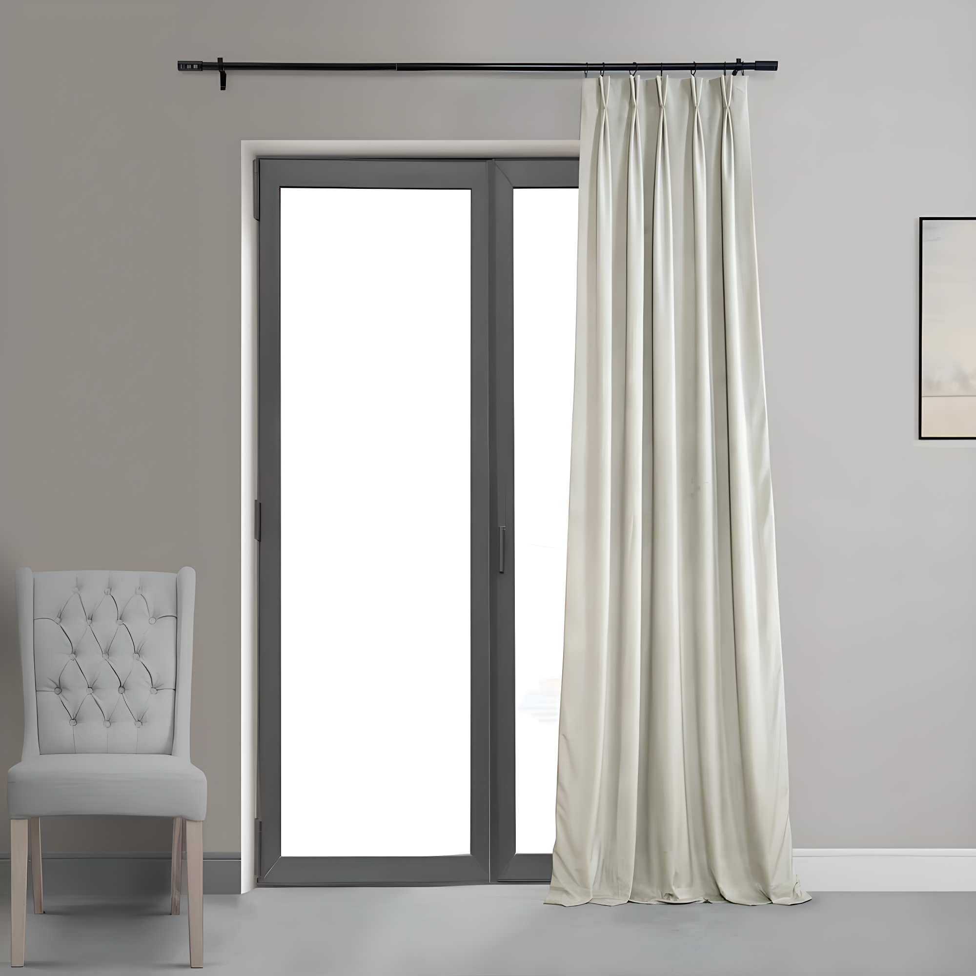 Half Price Drapes Porcelain White French Pleat Signature Velvet Blackout Curtains(1 Panel),50WX 108L