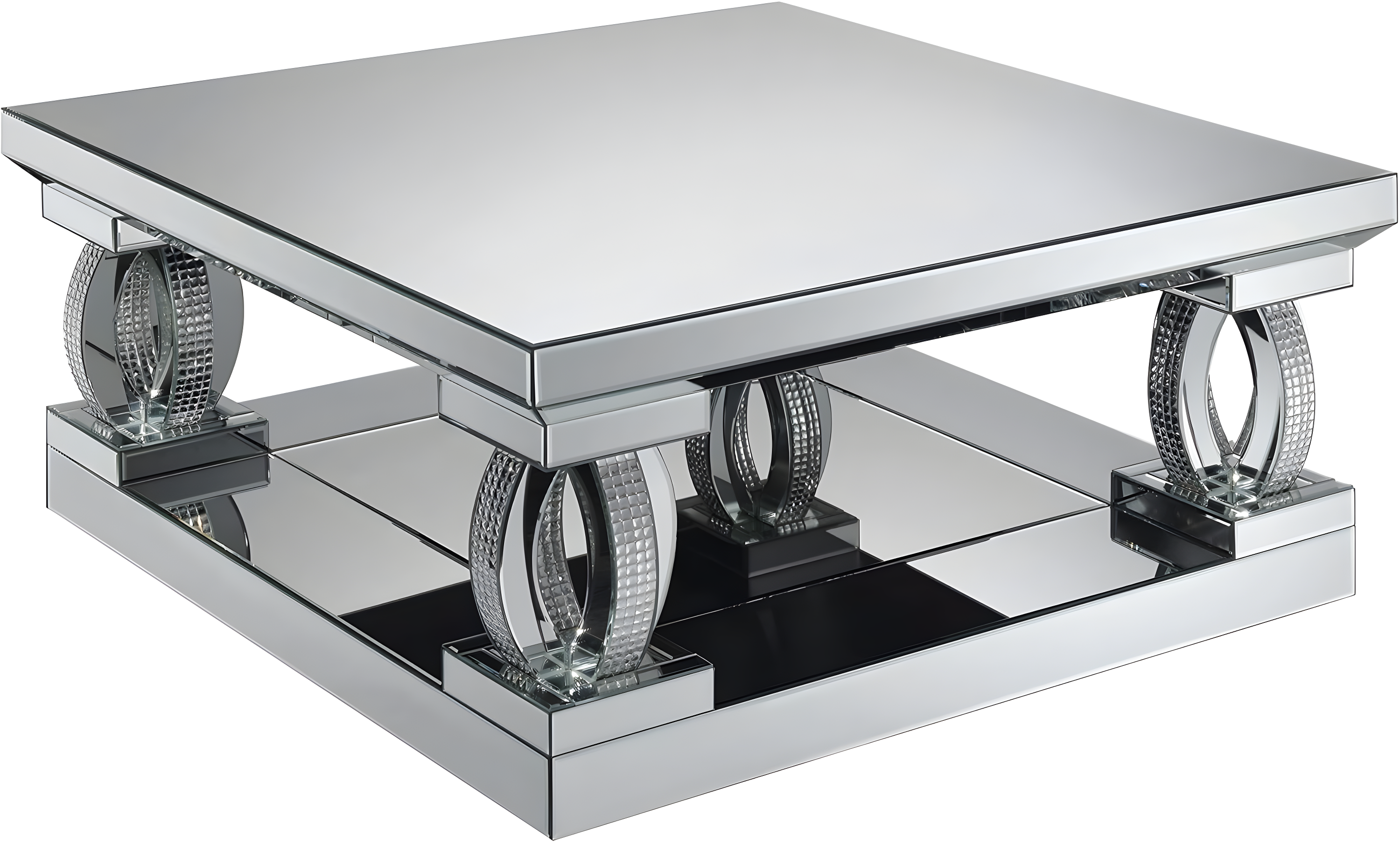 Coaster Amalia Square Modern Mirrored Glass Coffee Table in Silver