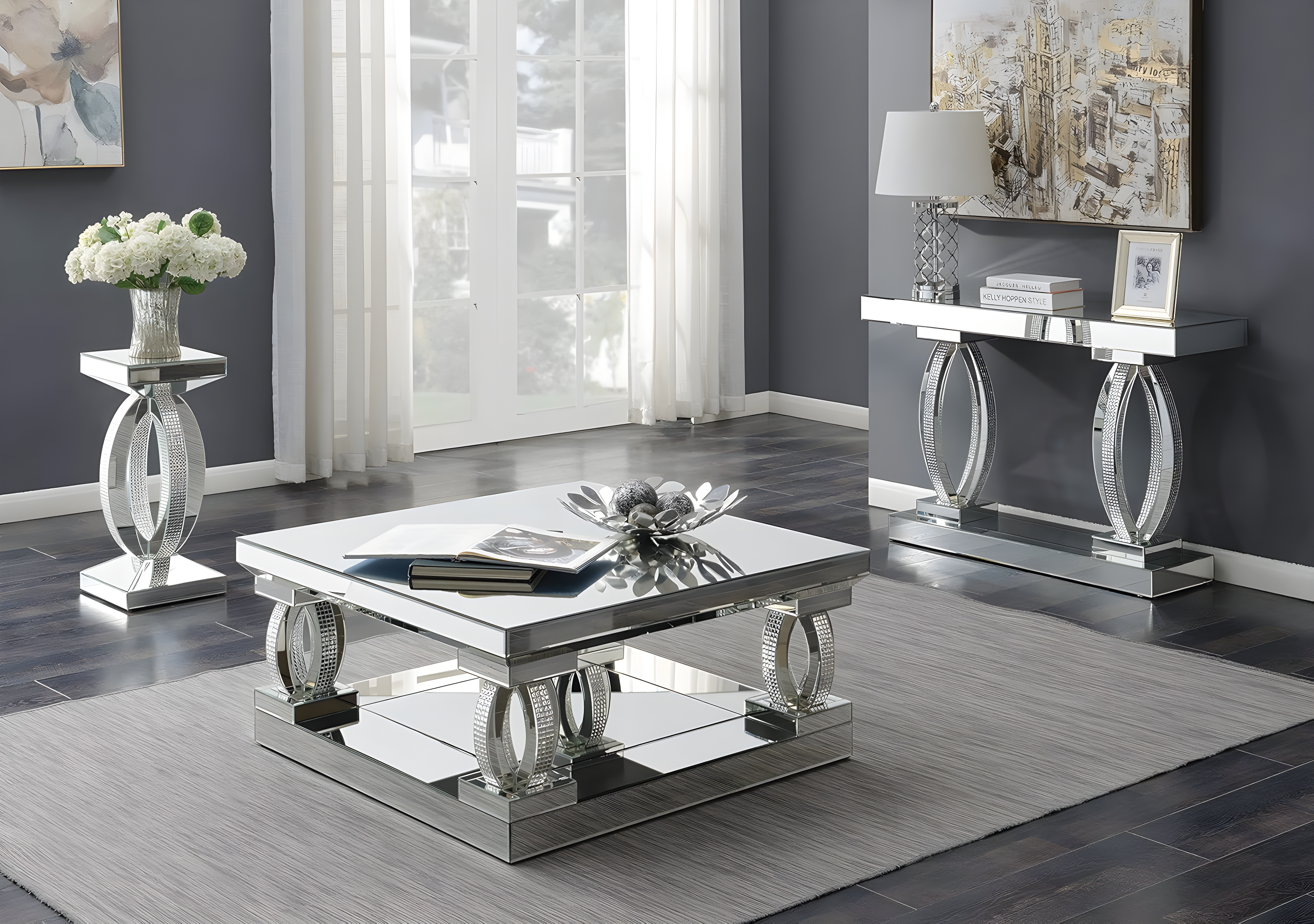 Coaster Amalia Square Modern Mirrored Glass Coffee Table in Silver