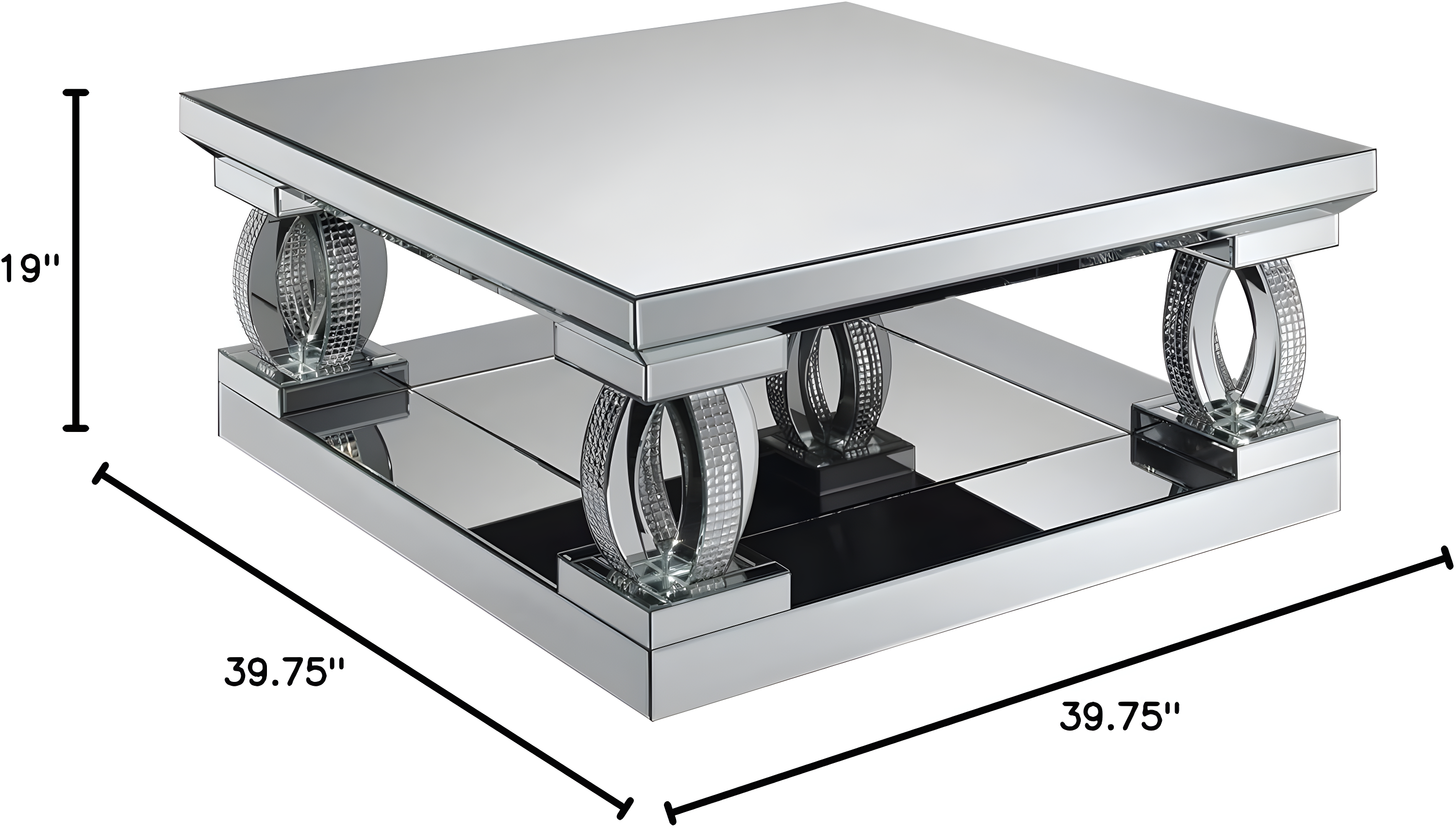 Coaster Amalia Square Modern Mirrored Glass Coffee Table in Silver
