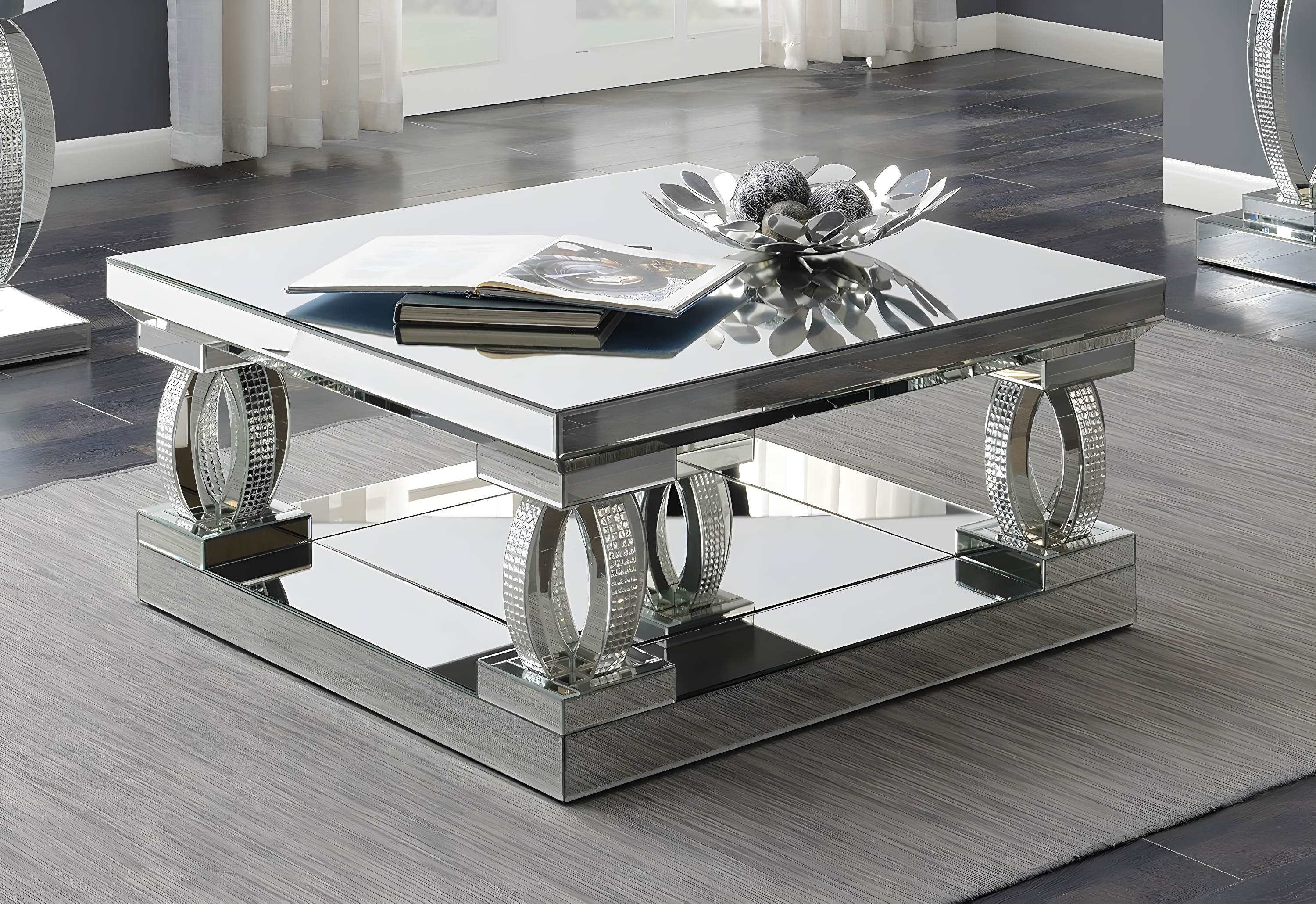 Coaster Amalia Square Modern Mirrored Glass Coffee Table in Silver