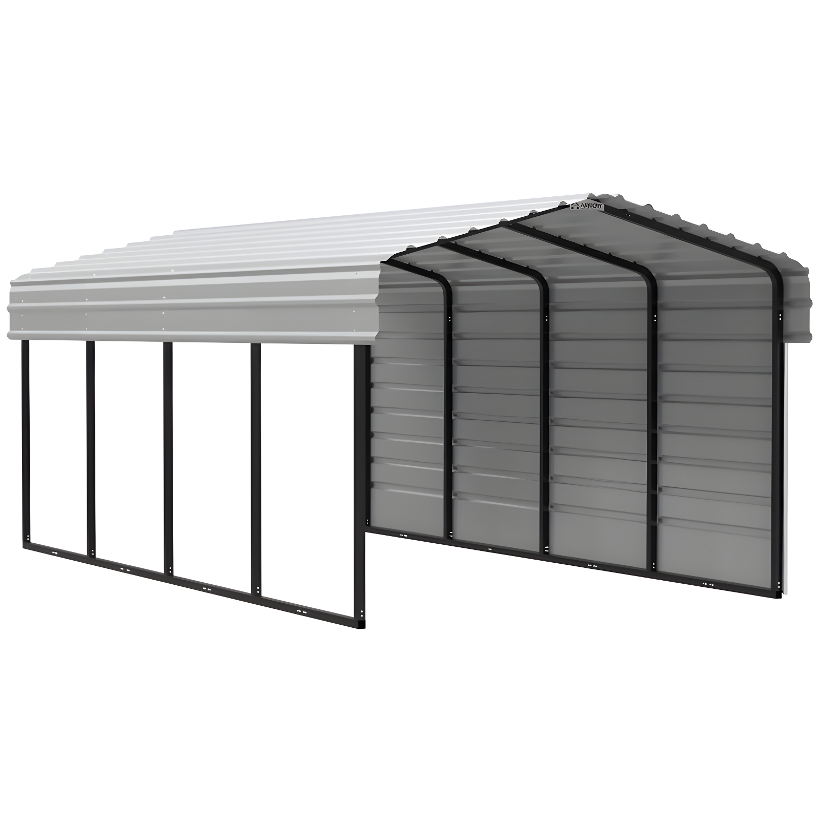 Arrow Arrow Steel Carport with 1 Side Wall Kit, 10X20X07