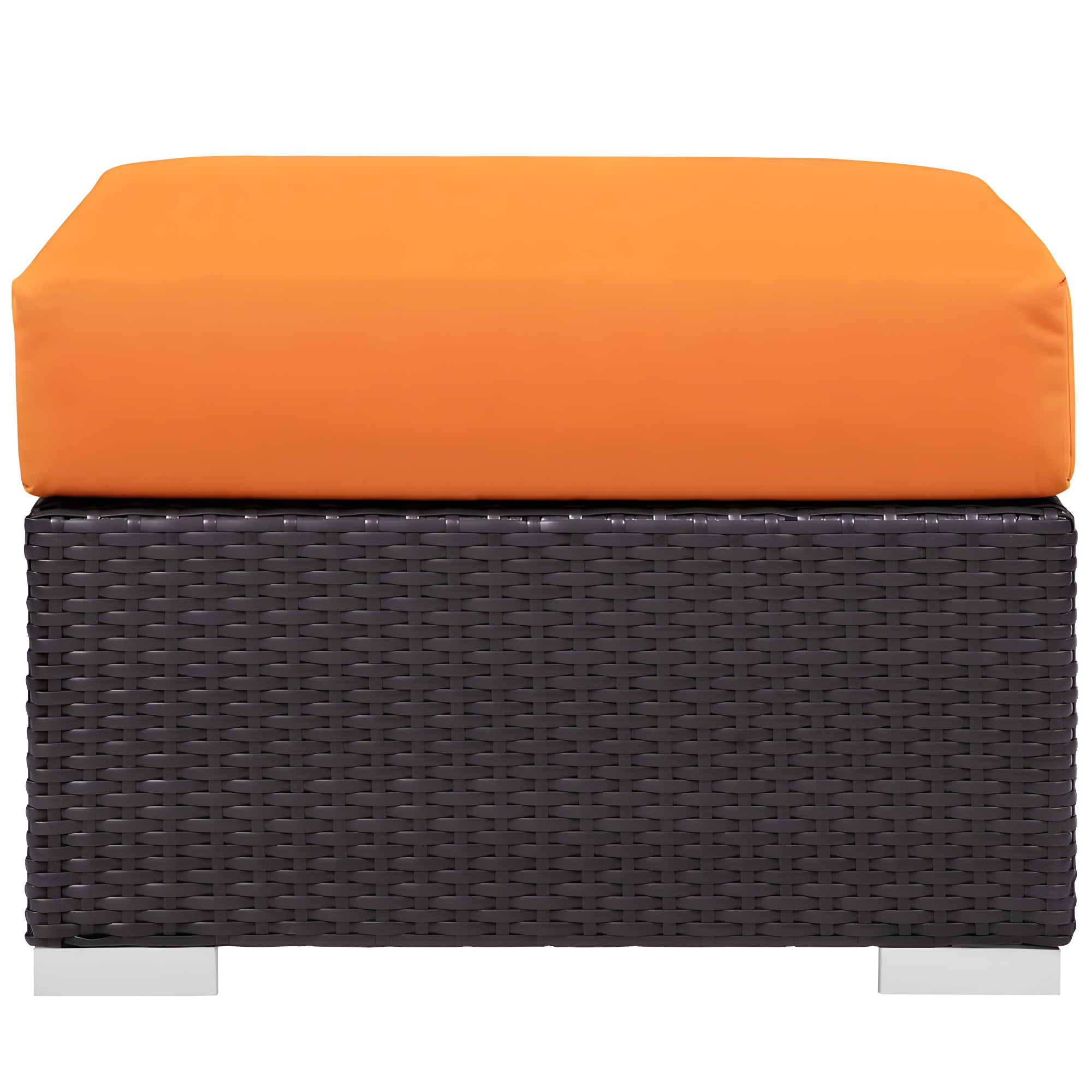 Modway Convene Outdoor Patio Fabric Square Ottoman in Espresso Orange