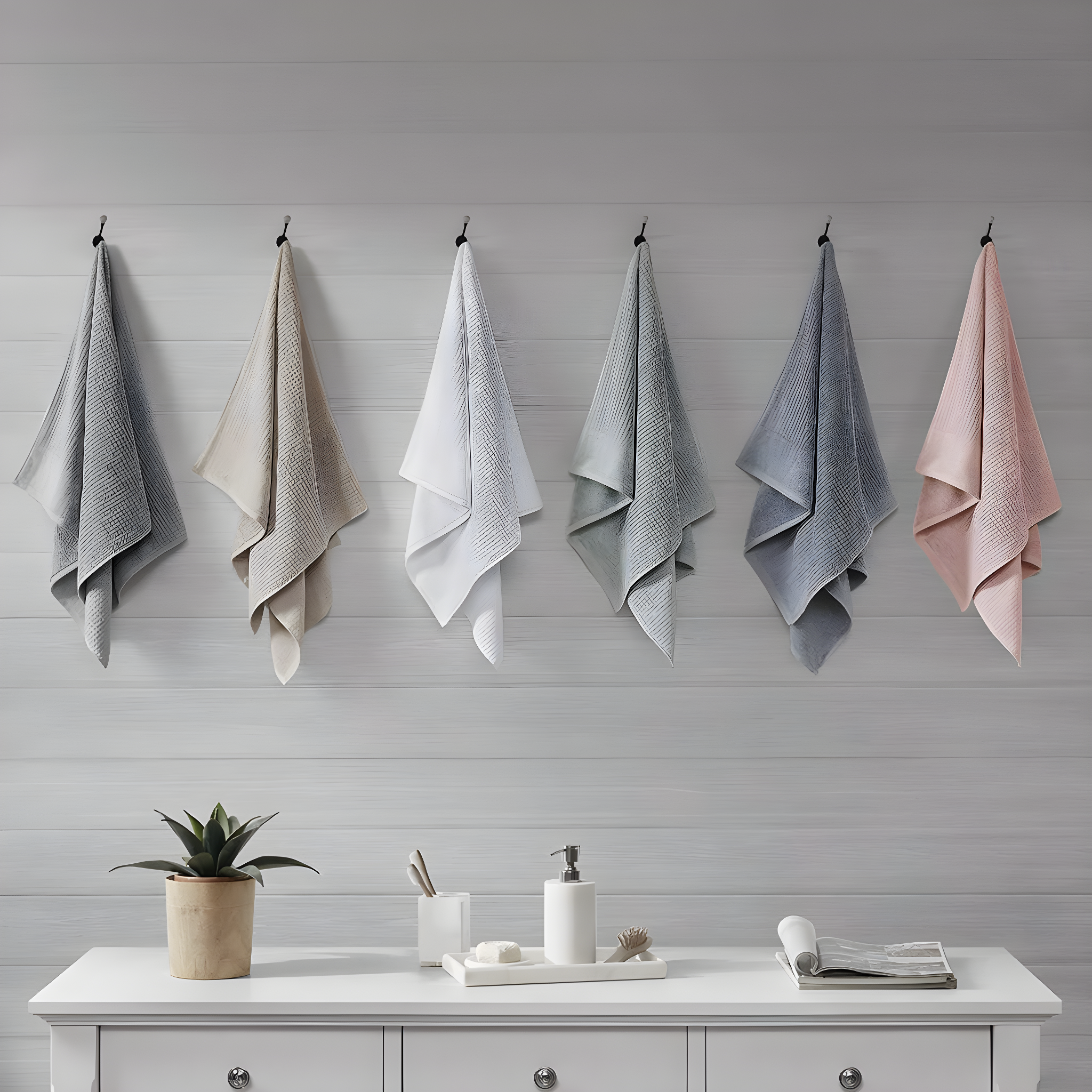 Madison Park Spa Waffle Cotton Jacquard Antimicrobial Bath Towel 6 Piece Set