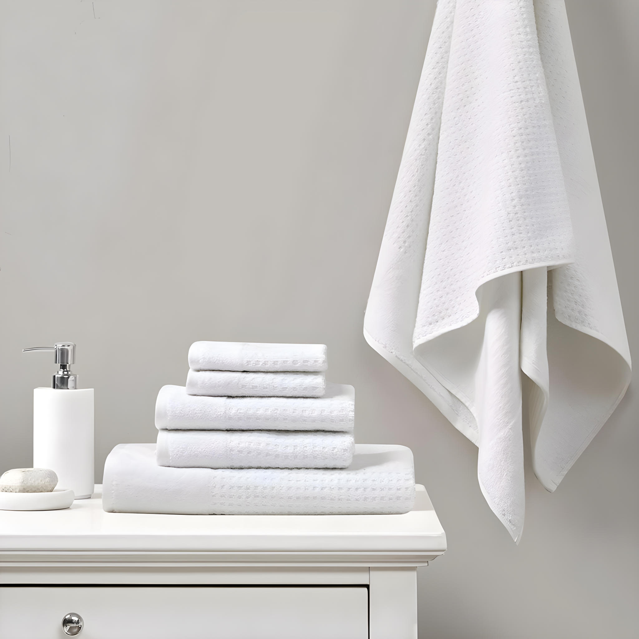 Madison Park Spa Waffle Cotton Jacquard Antimicrobial Bath Towel 6 Piece Set