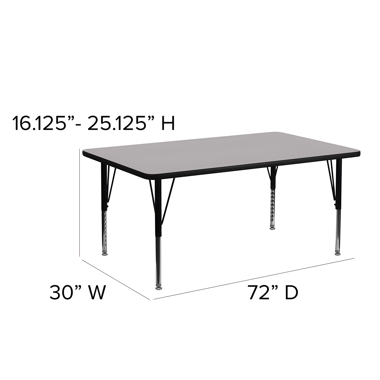 Goddard 24''W x 48''L Rectangular HP Laminate Activity Table - Adjustable Legs