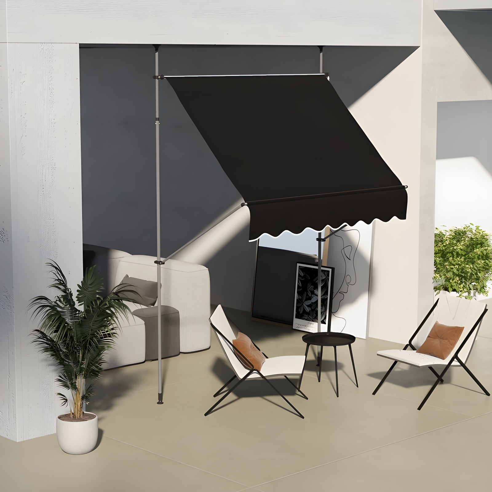 Outsunny D Polyester Cover Retractable Patio Awning