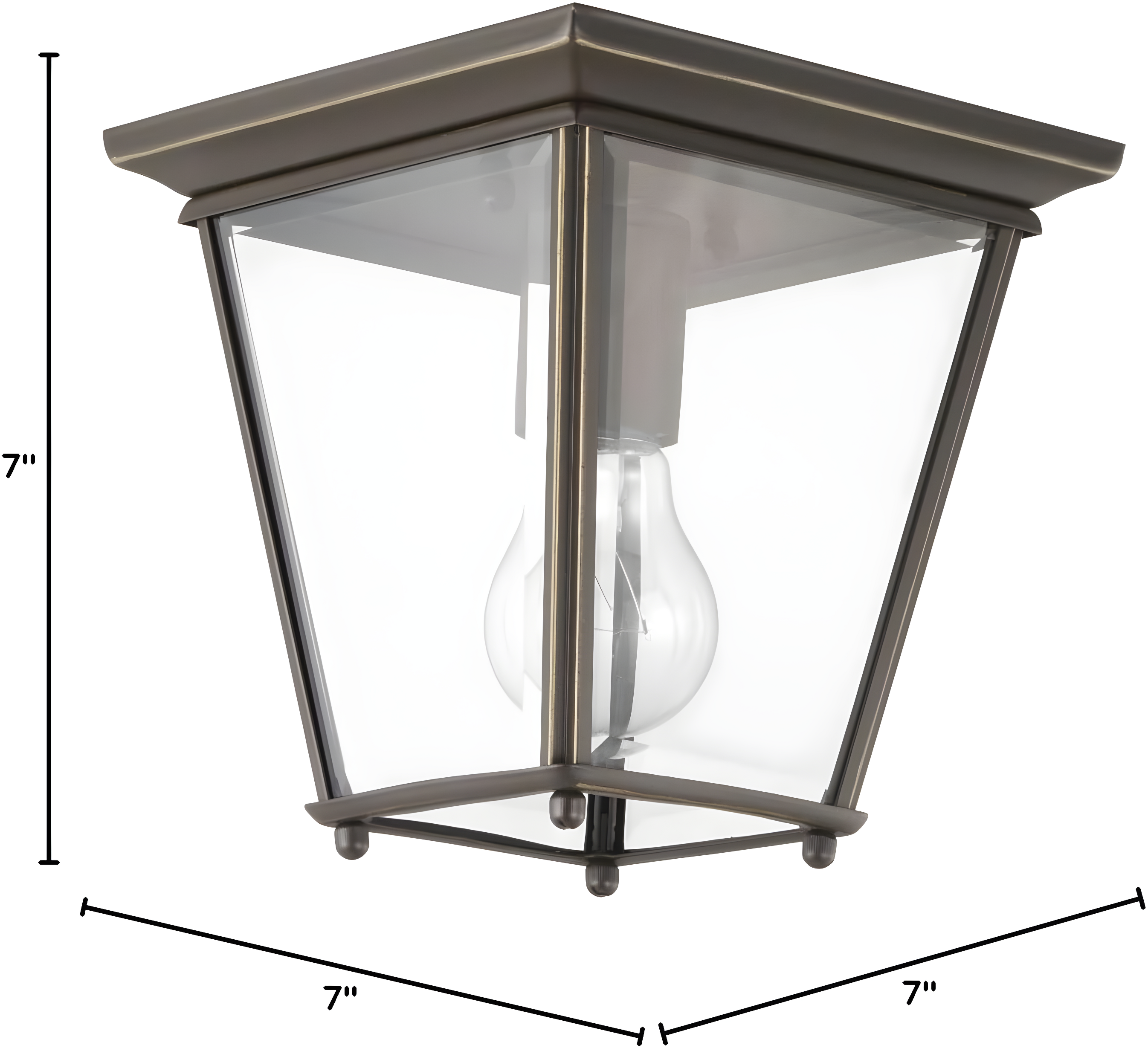 Calais Transparent Square Outdoor Flush Mount