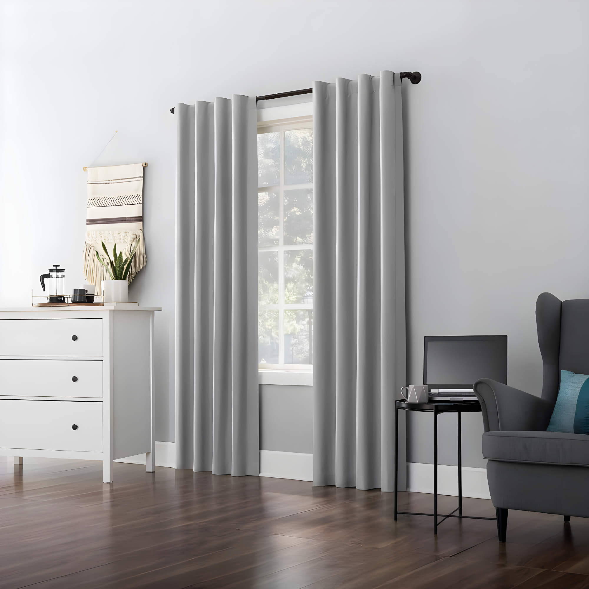 40"x96" Sun Zero 100% Blackout Cyrus Thermal Back Tab Curtain Panel Silver: Modern Indoor 96 Inch Polyester Drapery