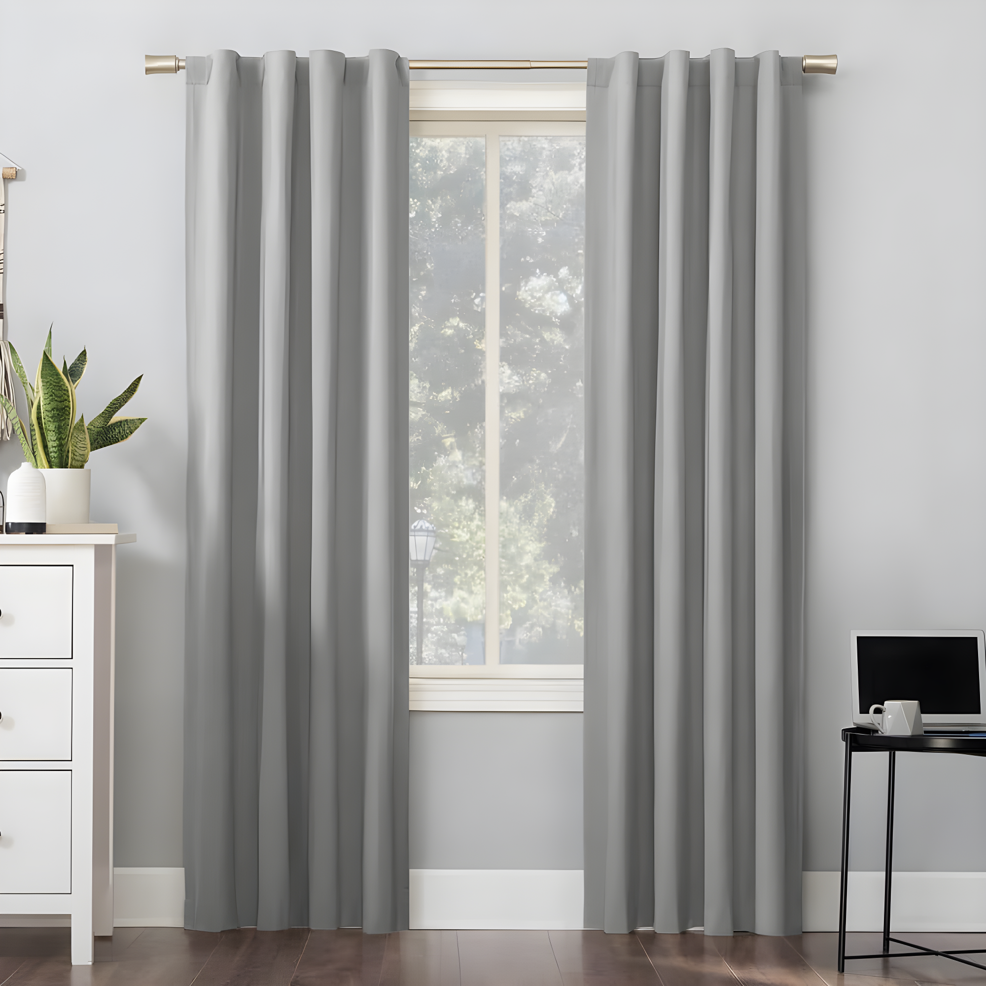 40"x96" Sun Zero 100% Blackout Cyrus Thermal Back Tab Curtain Panel Silver: Modern Indoor 96 Inch Polyester Drapery