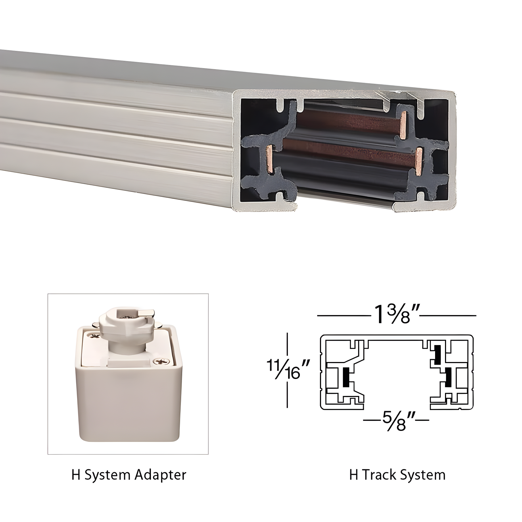 WAC Lighting HT8-BN 120V Single Circuit H Track Section