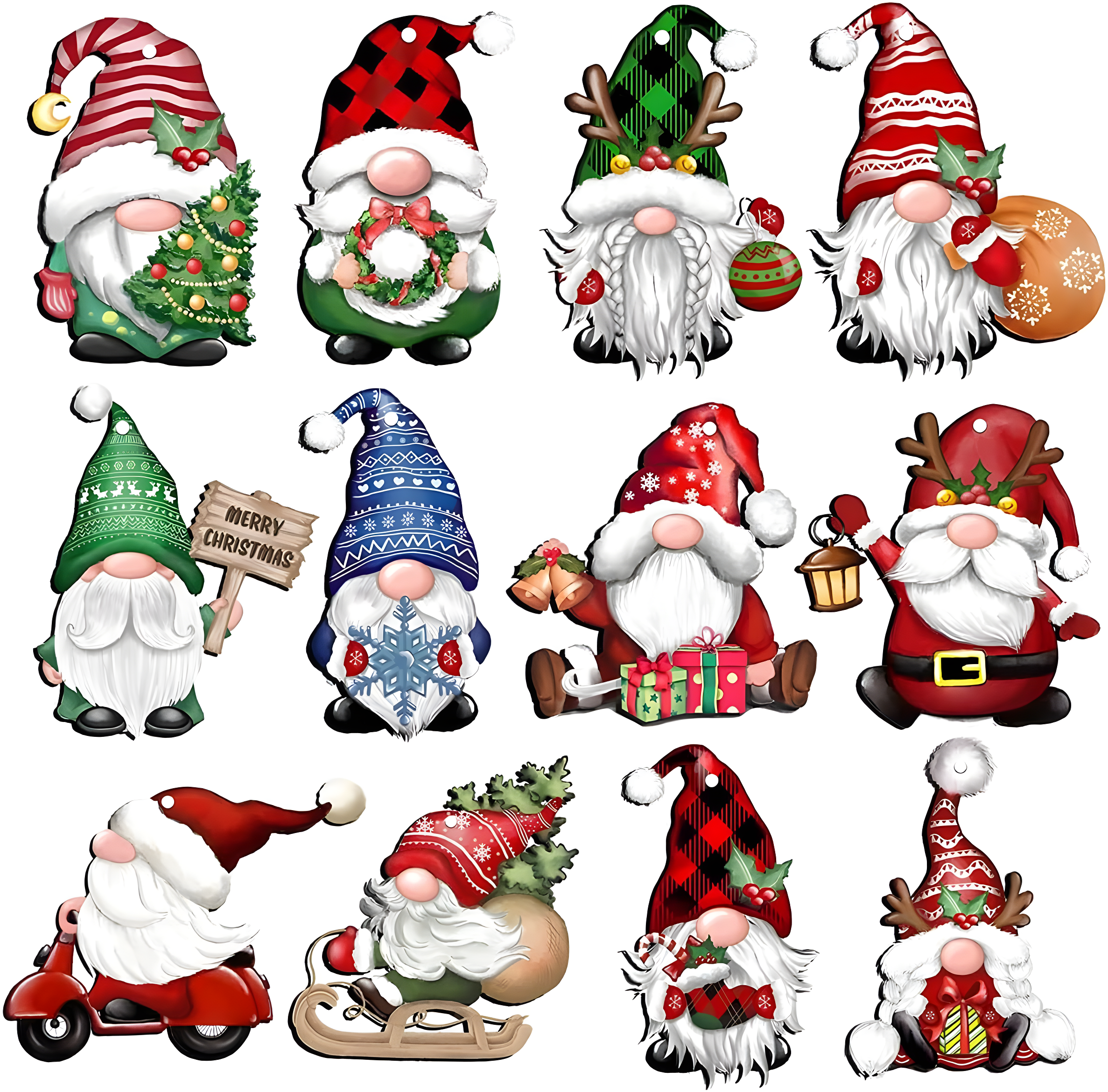 dajkiuy Clearance 24pcs Christmas Gnome Wooden Hanging Ornaments,Wood Hanging Decor for Christmas Tree Decorations Gnome Santa Doll Hanging Craft Holiday Party Supplies