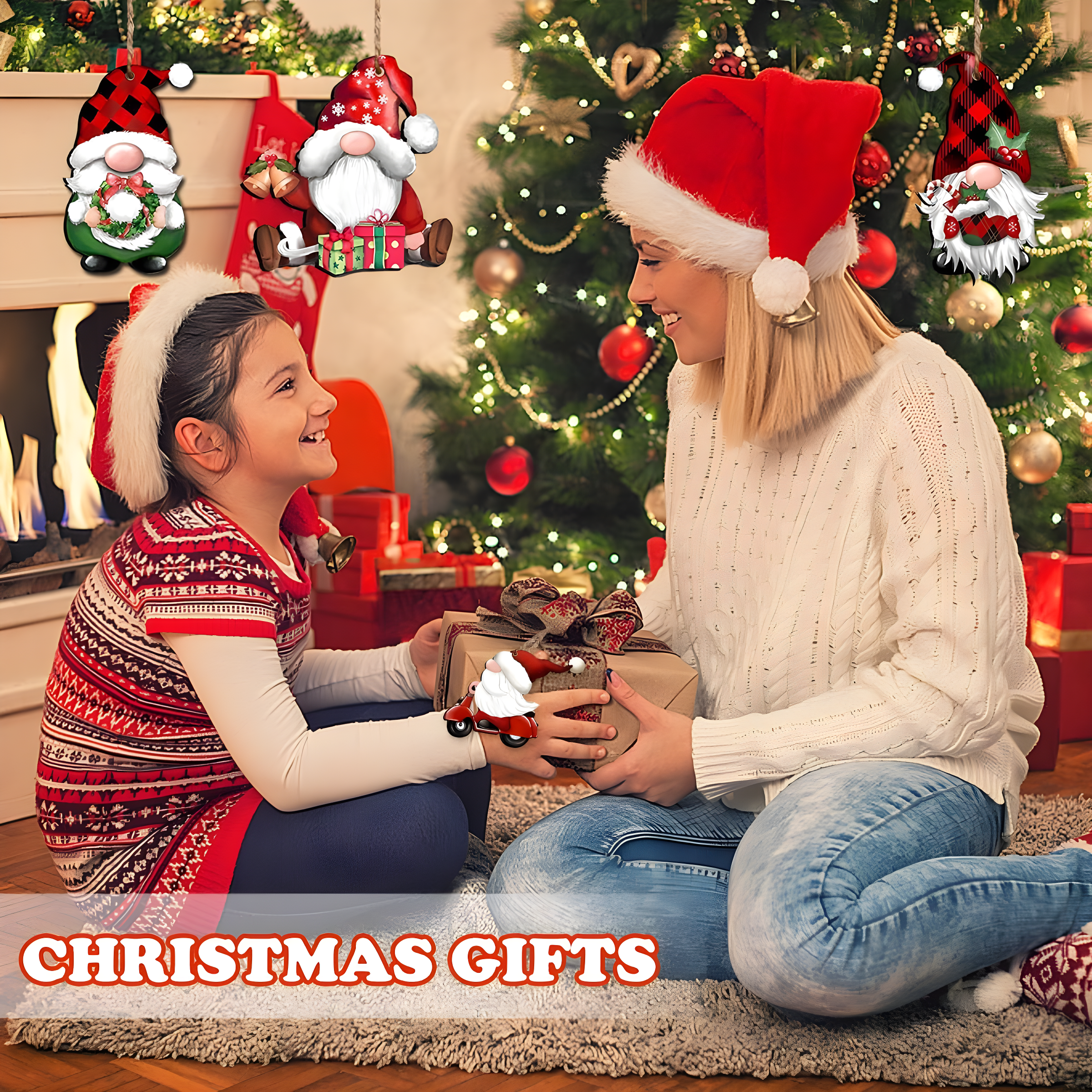 dajkiuy Clearance 24pcs Christmas Gnome Wooden Hanging Ornaments,Wood Hanging Decor for Christmas Tree Decorations Gnome Santa Doll Hanging Craft Holiday Party Supplies