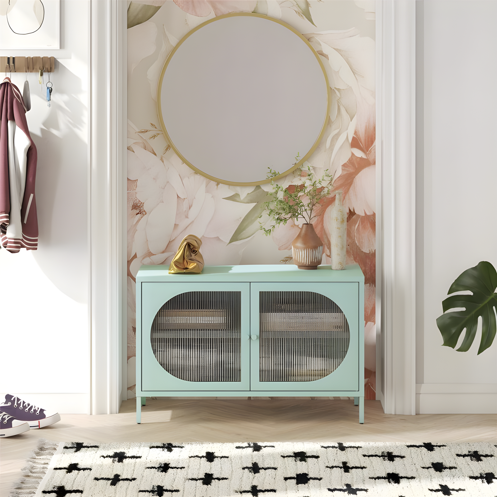Luna 25.2'' Tall Accent Cabinet with Fluted Glass