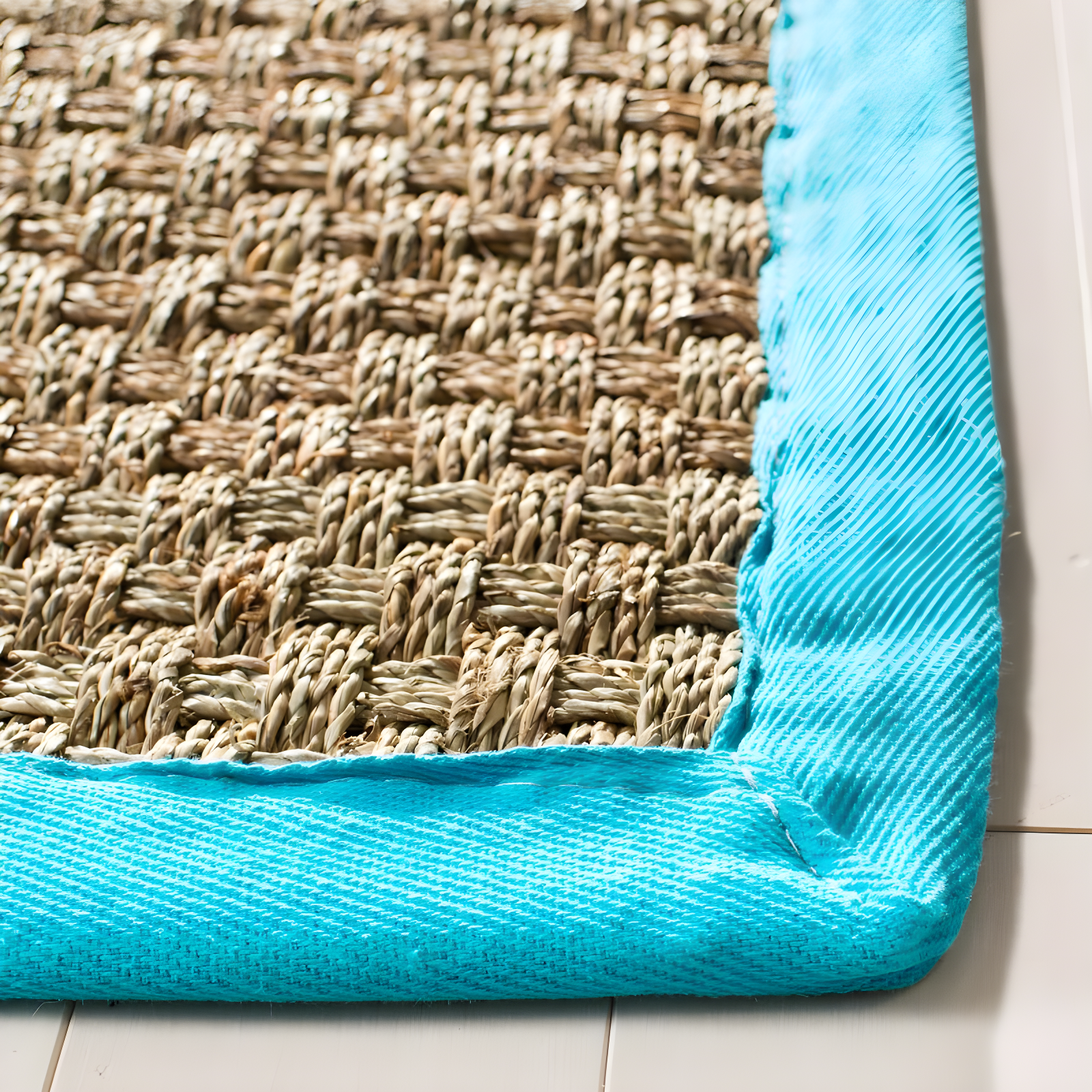 Natural Fiber NF114 Power Loomed Area Rug - Natural/Turquoise - 8'x10' - Safavieh.
