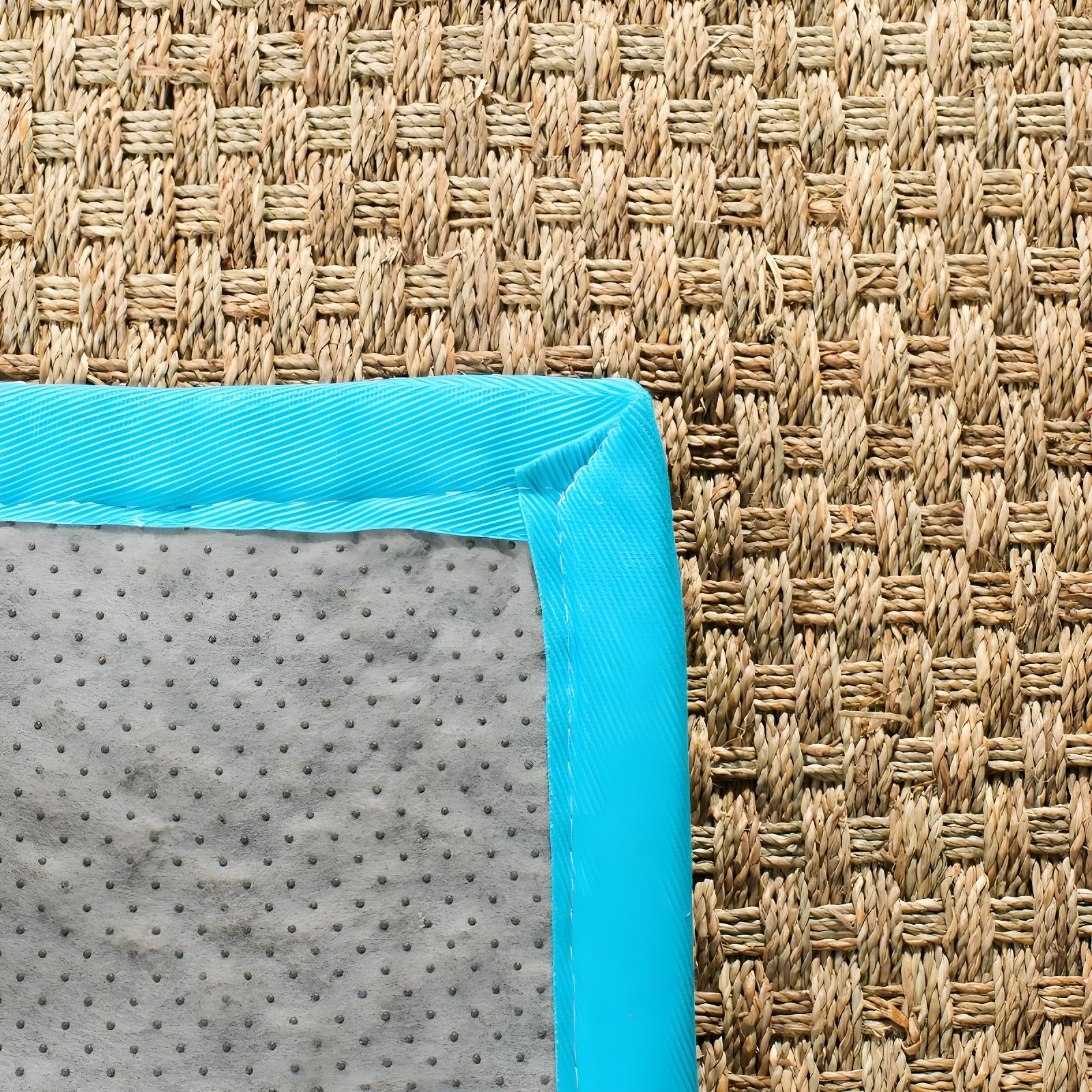 Natural Fiber NF114 Power Loomed Area Rug - Natural/Turquoise - 8'x10' - Safavieh.