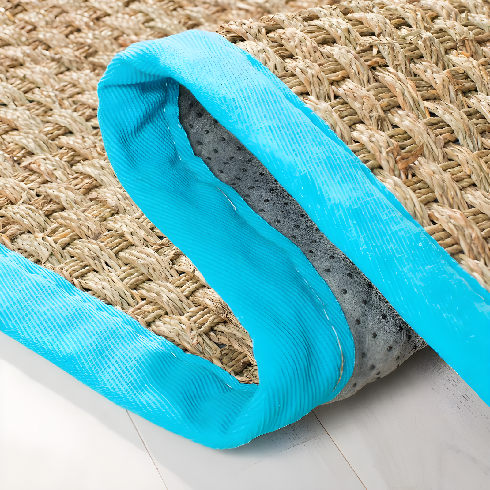 Natural Fiber NF114 Power Loomed Area Rug - Natural/Turquoise - 8'x10' - Safavieh.