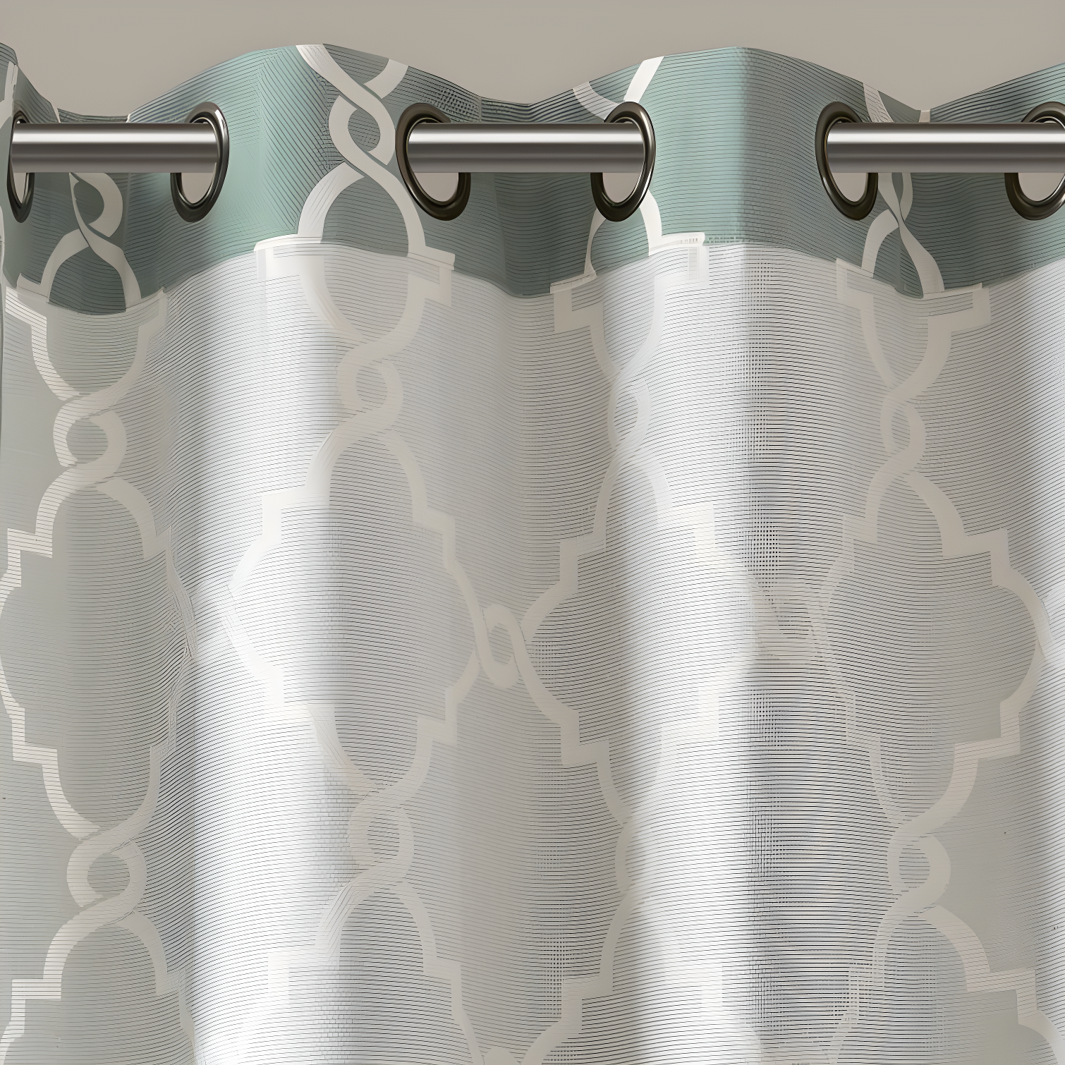 Fretwork Print Grommet Top Window Curtain Panel