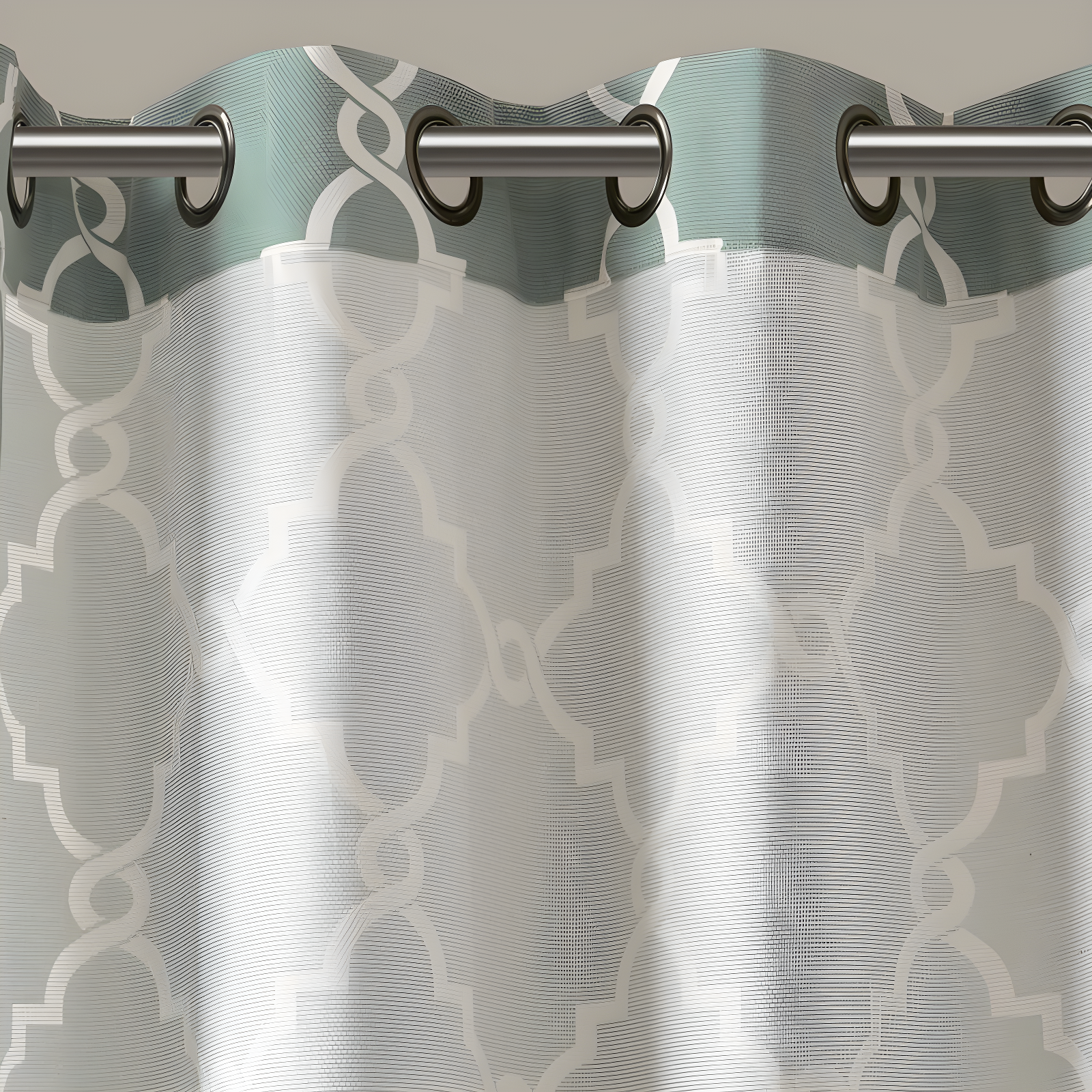 Fretwork Print Grommet Top Window Curtain Panel