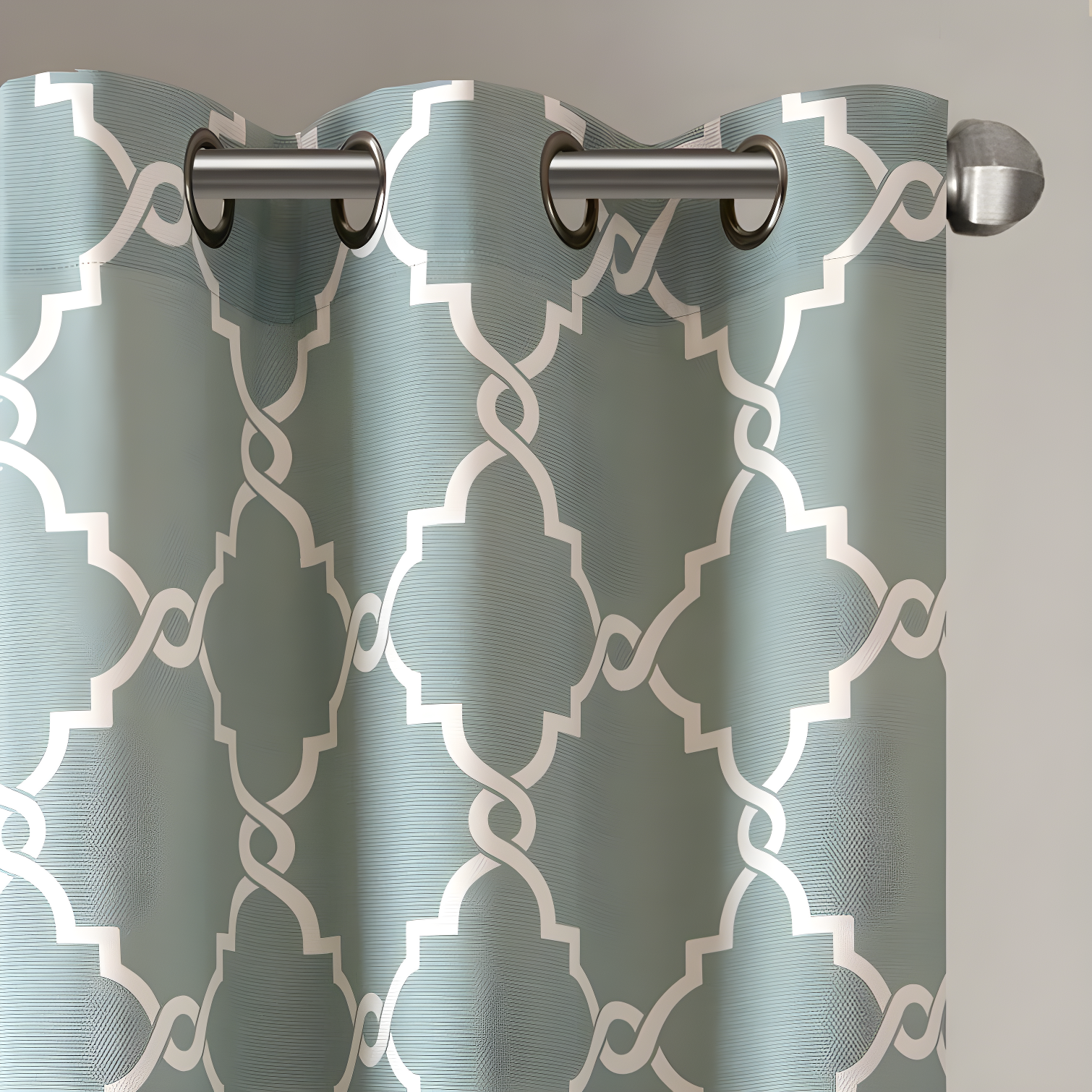 Fretwork Print Grommet Top Window Curtain Panel