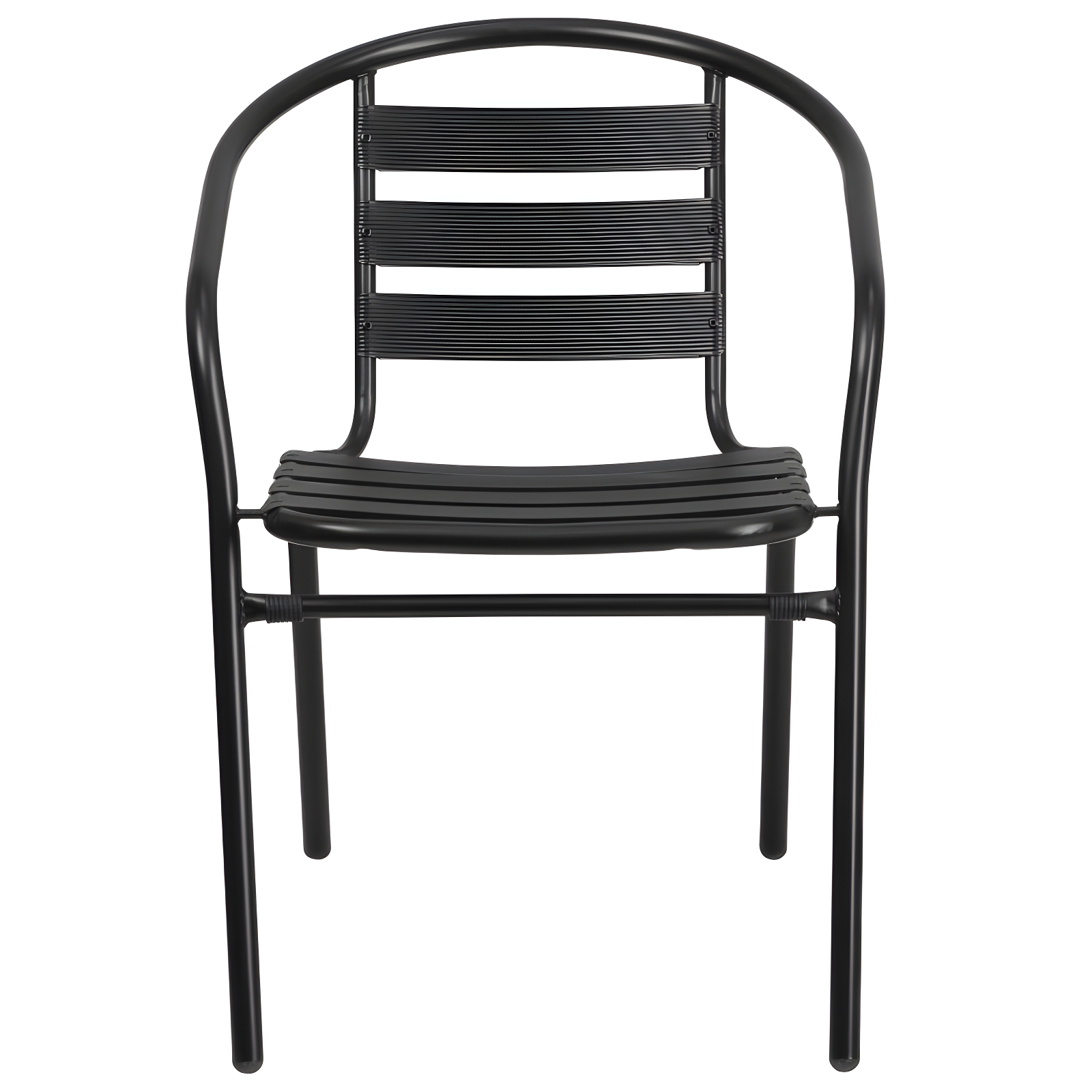 Flash Furniture Black Metal Restaurant Stack Chair with Aluminum Slats