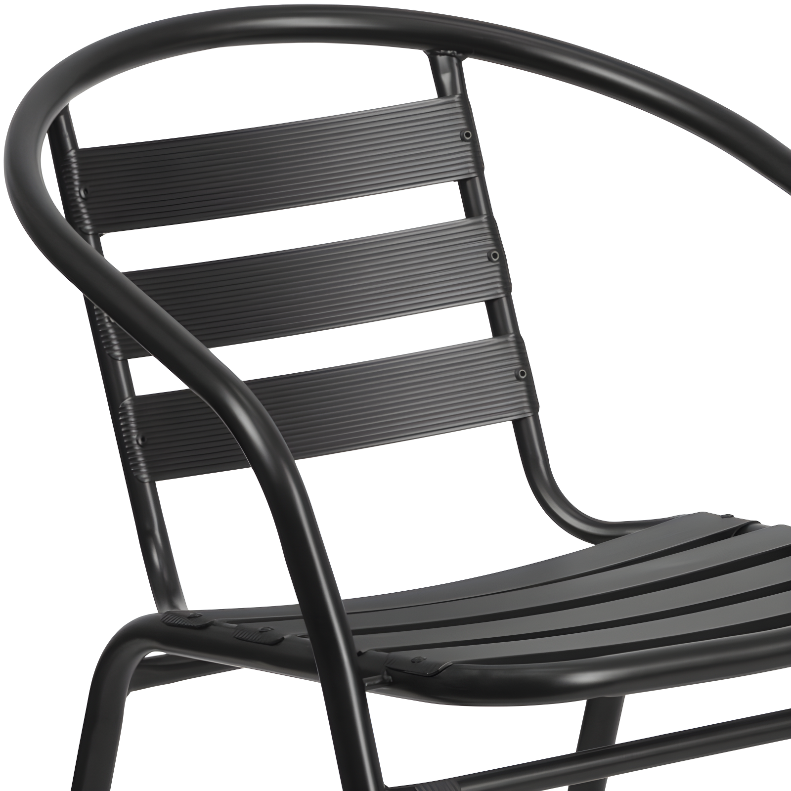 Flash Furniture Black Metal Restaurant Stack Chair with Aluminum Slats