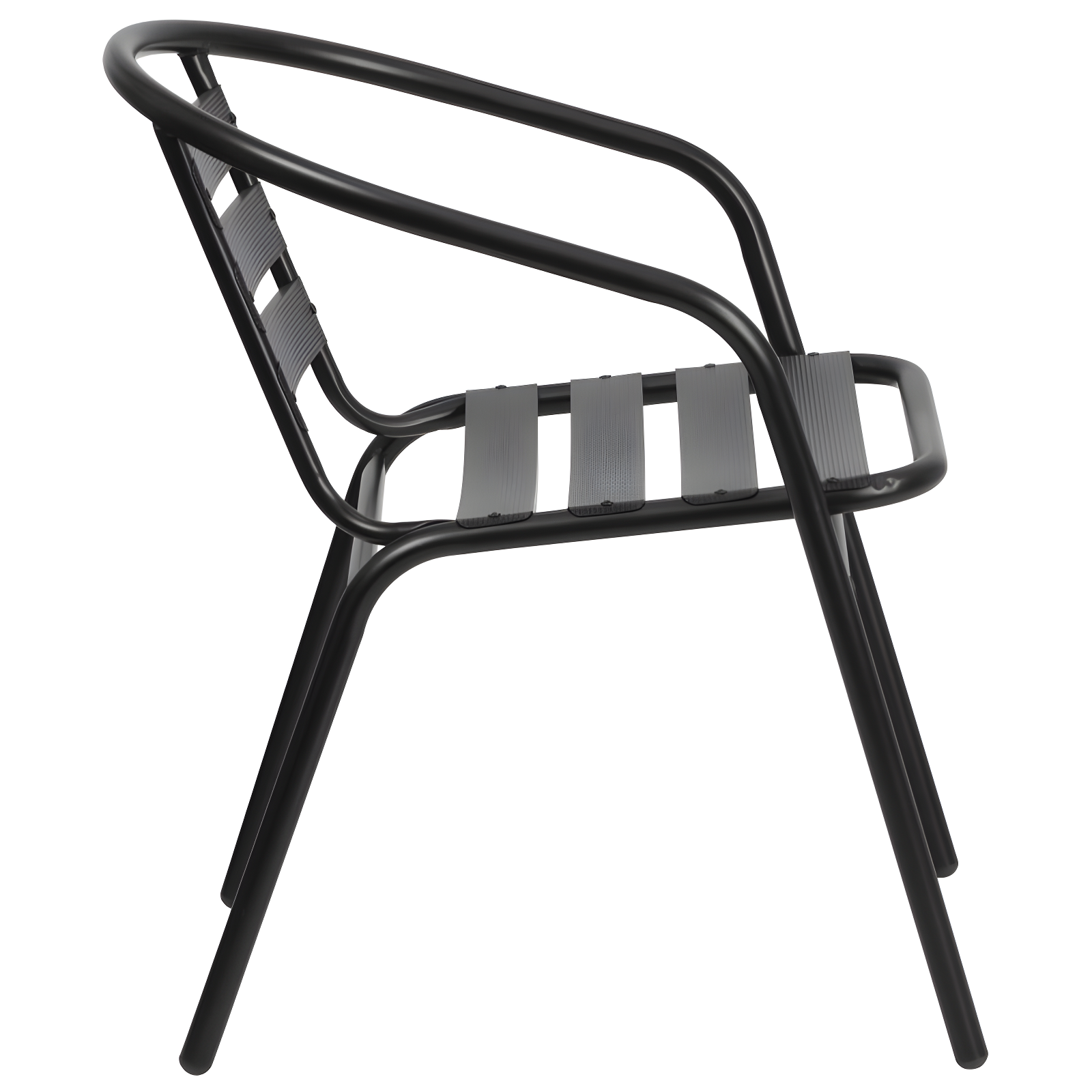 Flash Furniture Black Metal Restaurant Stack Chair with Aluminum Slats
