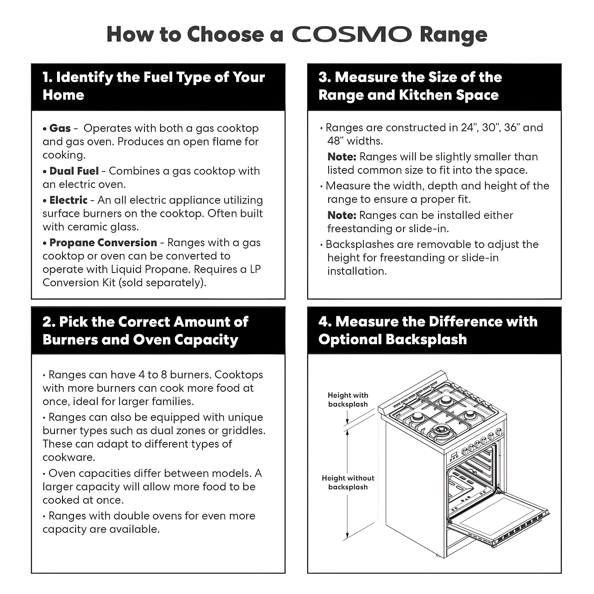 Cosmo 48 in. Haven Collection 7 cu. ft. Double Oven Gas Range, 6 Burners, Griddle, Convection, Knob LEDs, Stainless Steel