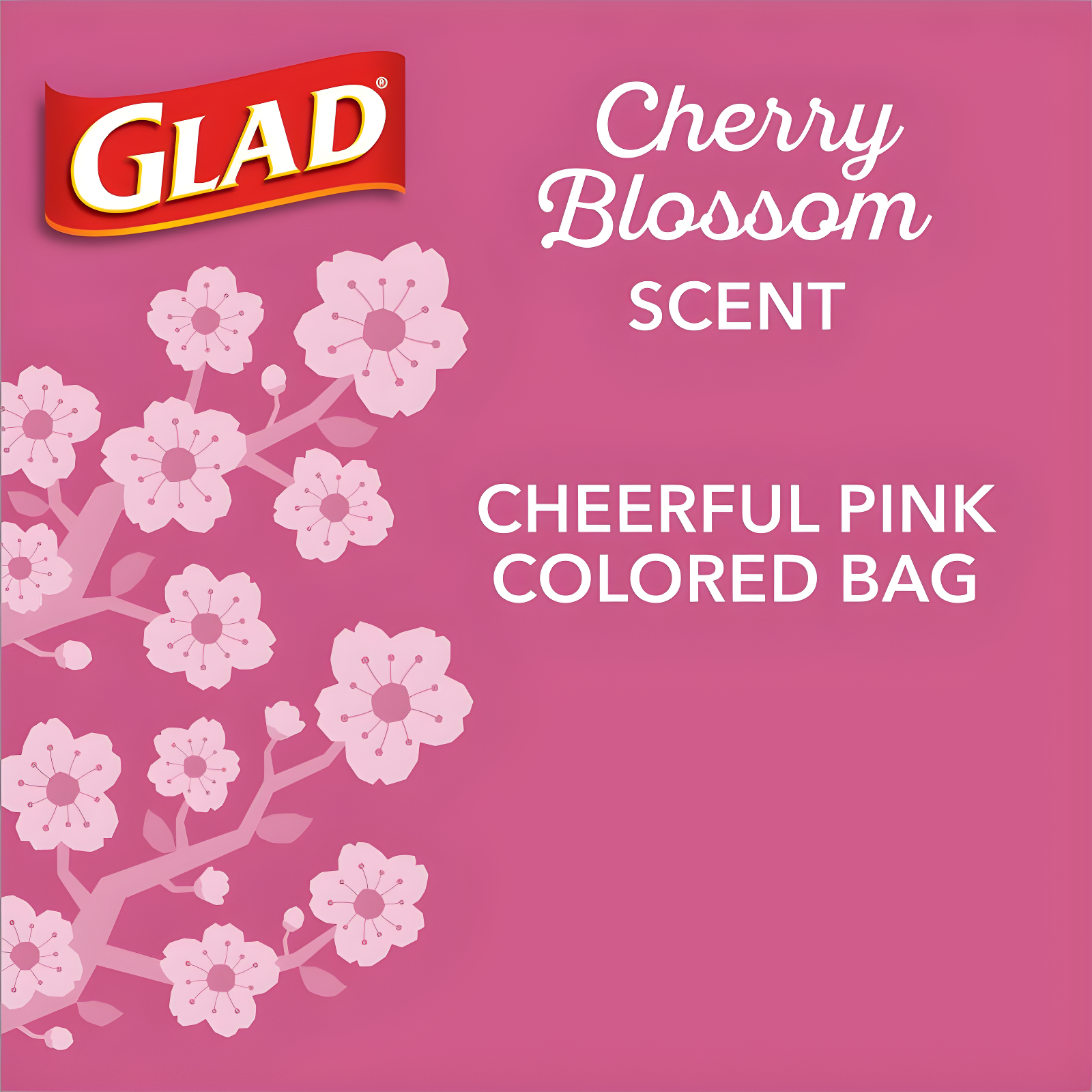 Glad Small Drawstring Trash Bags - Cherry Blossom - 34ct/4gal