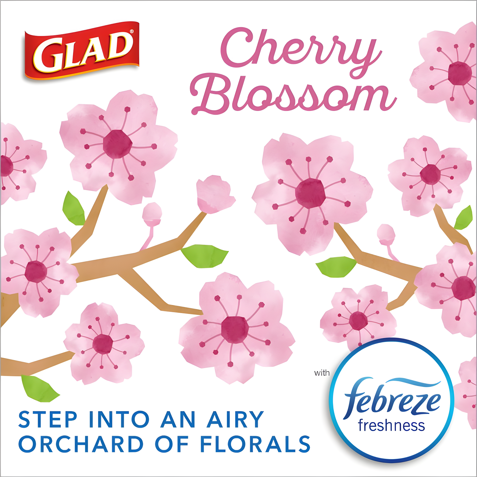 Glad Small Drawstring Trash Bags - Cherry Blossom - 34ct/4gal
