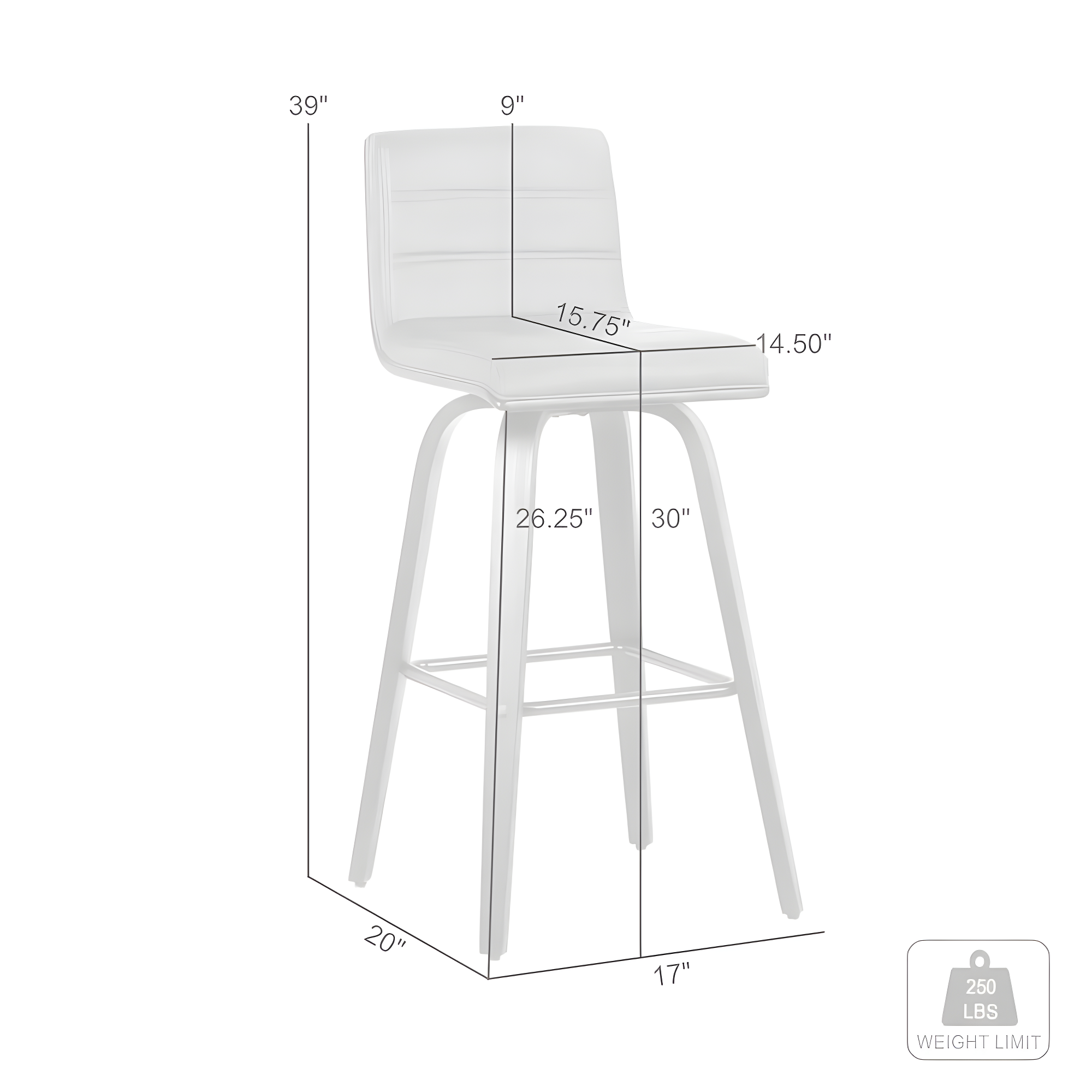 30" Vienna Faux Leather Barstool - Armen Living