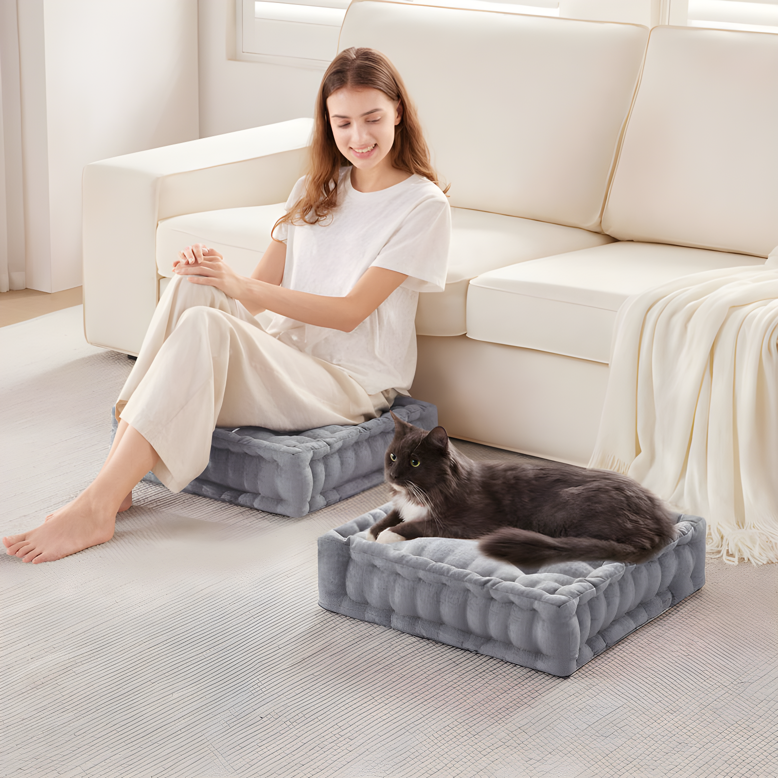 Intelligent Design Azza Poly Chenille Square Floor Pillow Cushion