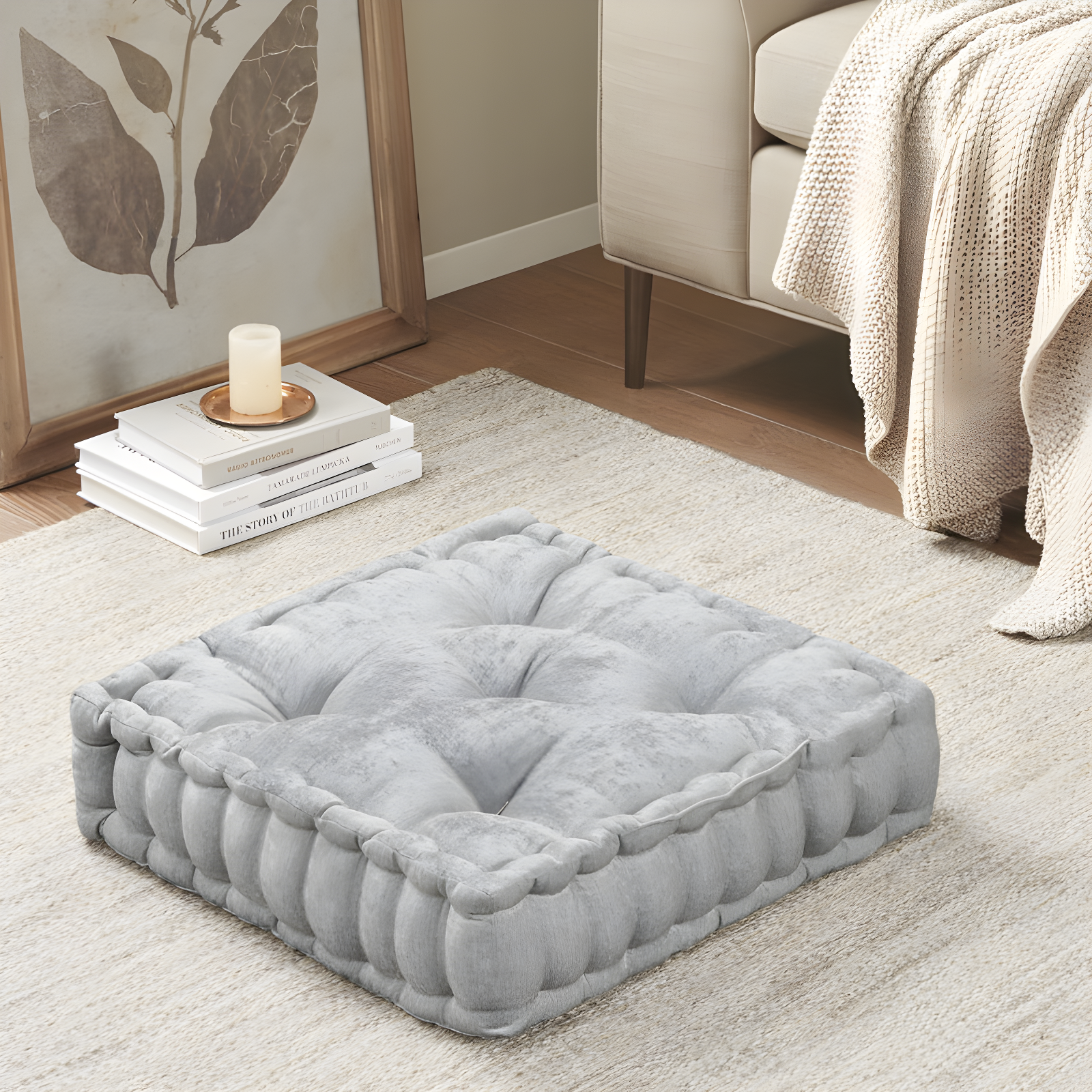 Intelligent Design Azza Poly Chenille Square Floor Pillow Cushion
