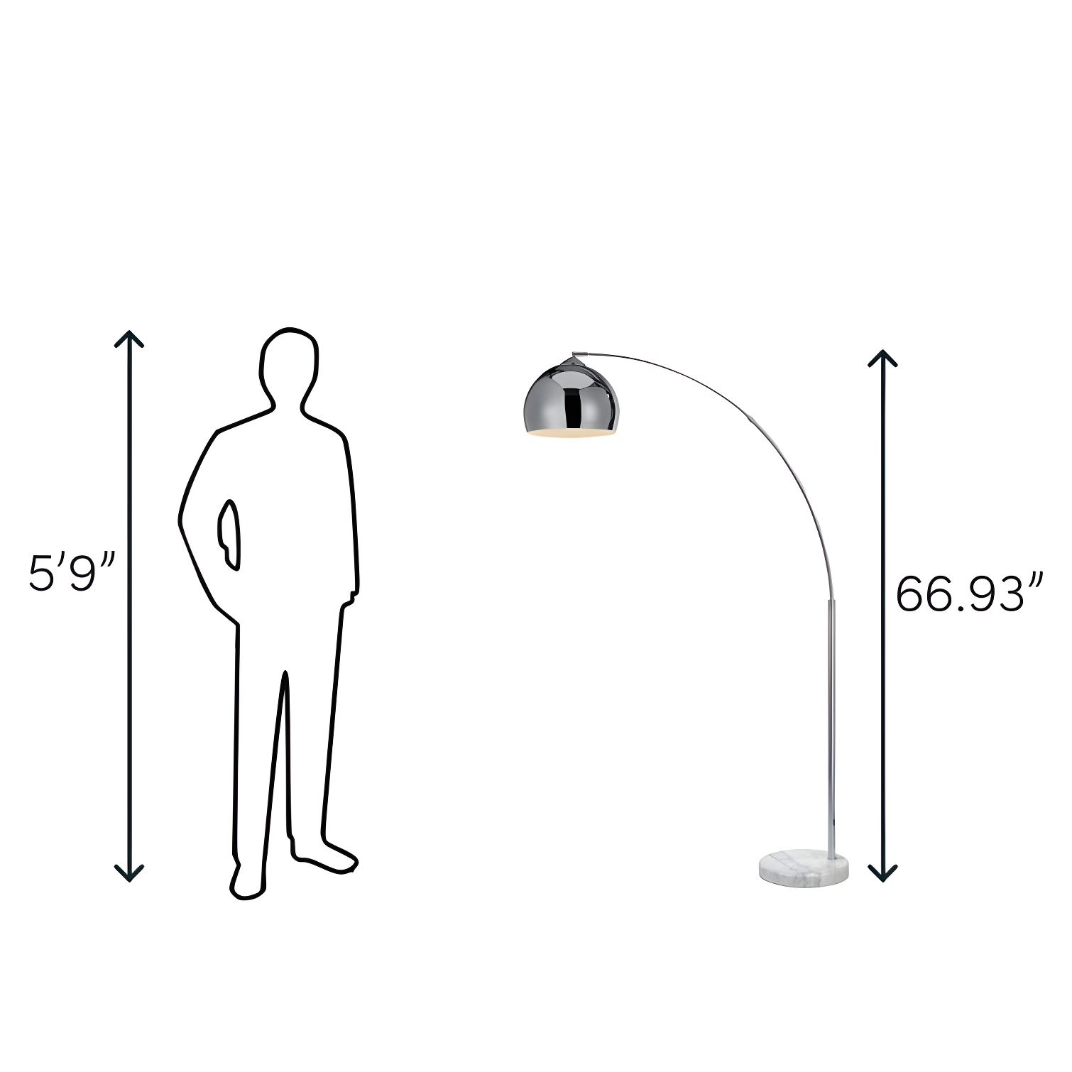 Wrought Studio™ Perlis 66.93" Arc Floor Lamp with Solid Marble Base