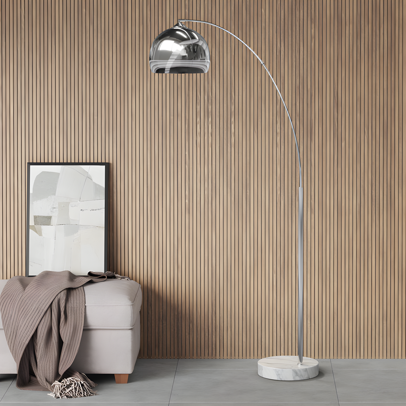 Wrought Studio™ Perlis 66.93" Arc Floor Lamp with Solid Marble Base