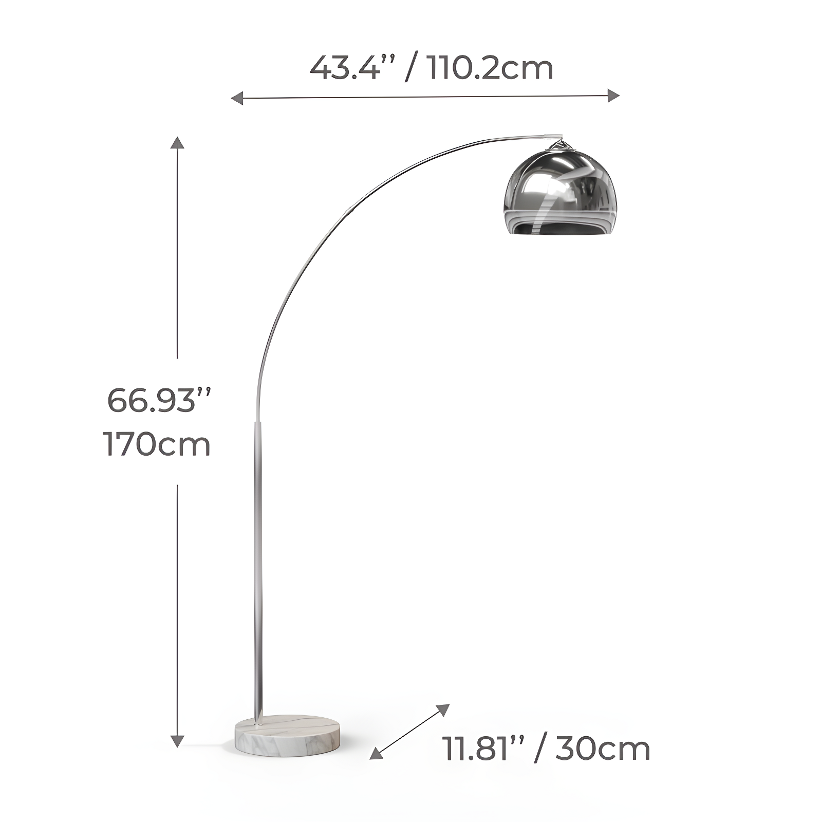 Wrought Studio™ Perlis 66.93" Arc Floor Lamp with Solid Marble Base