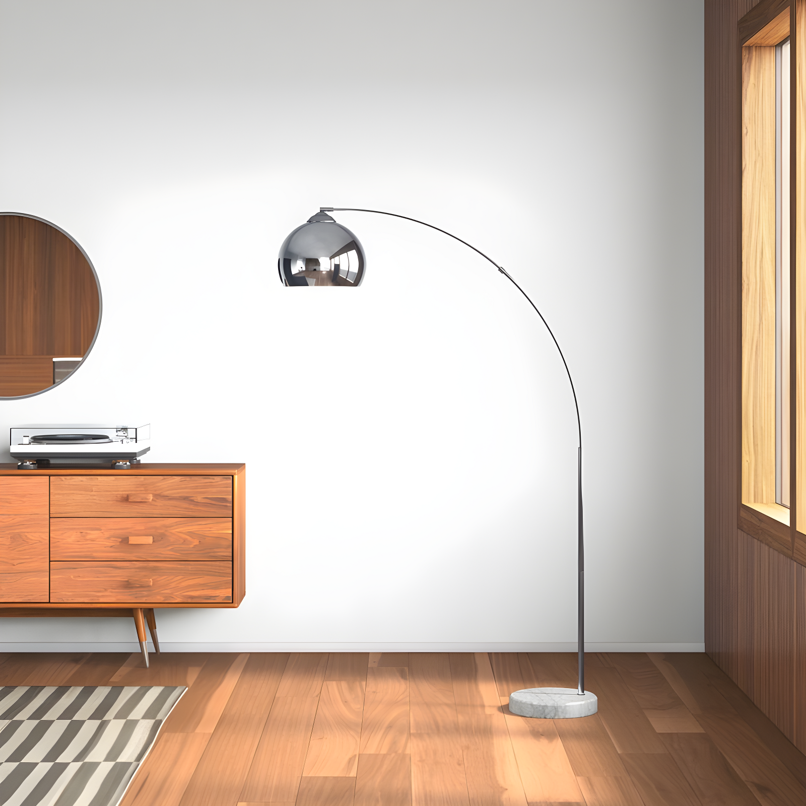 Wrought Studio™ Perlis 66.93" Arc Floor Lamp with Solid Marble Base