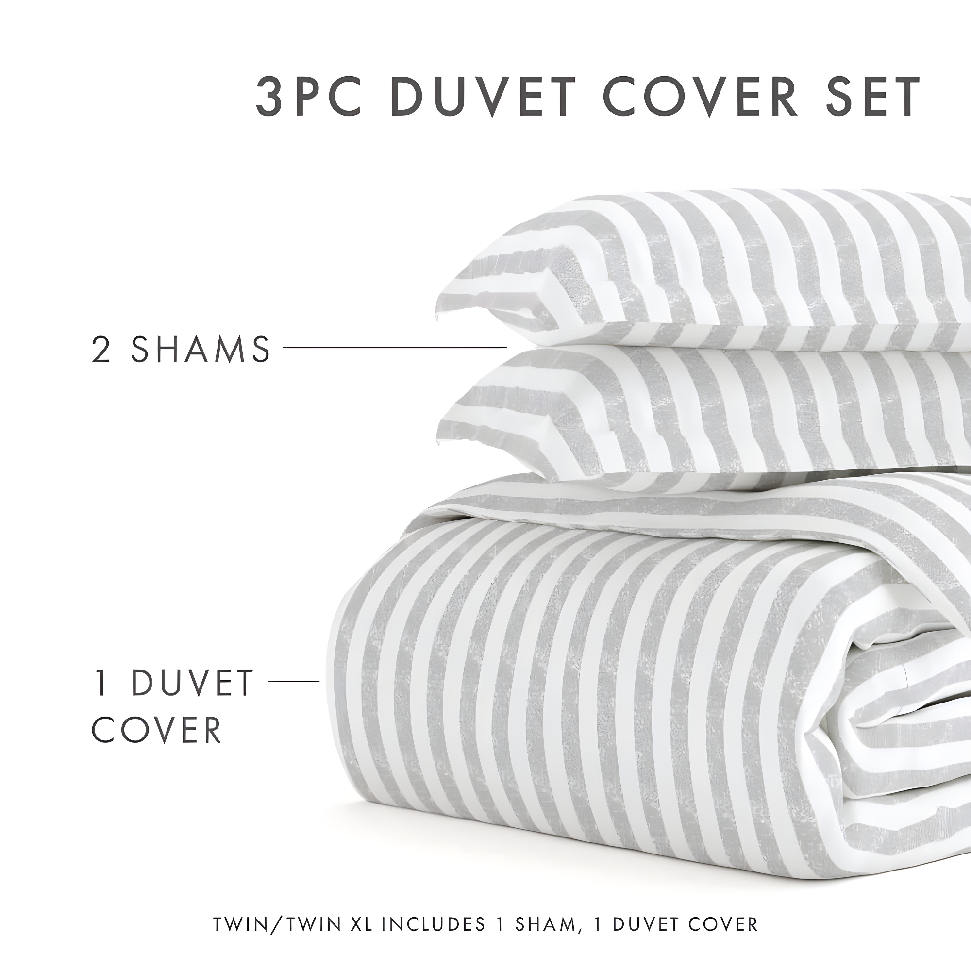 Becky Cameron 3 Piece Rugged Stripe Pattern Duvet Cover Set
