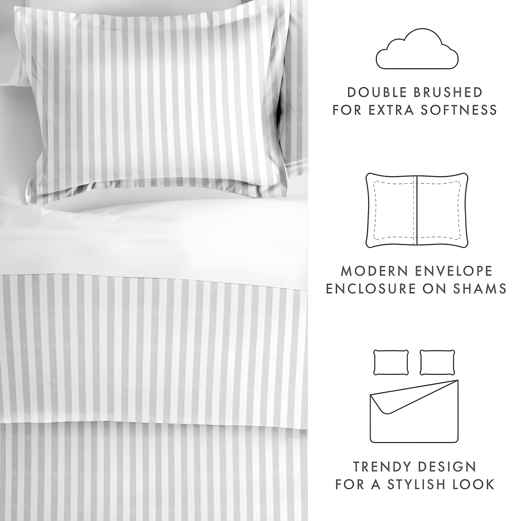 Becky Cameron 3 Piece Rugged Stripe Pattern Duvet Cover Set