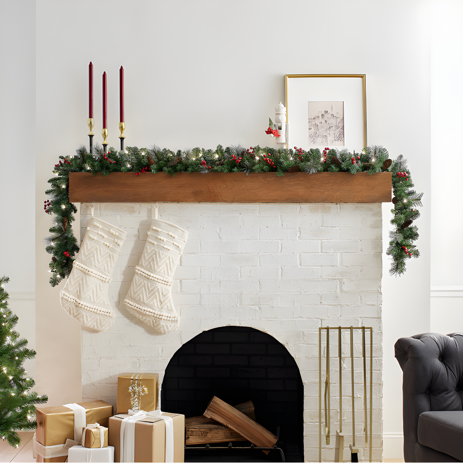 National Tree Company 9ft. Crestwood Spruce Garland with Clear Lights